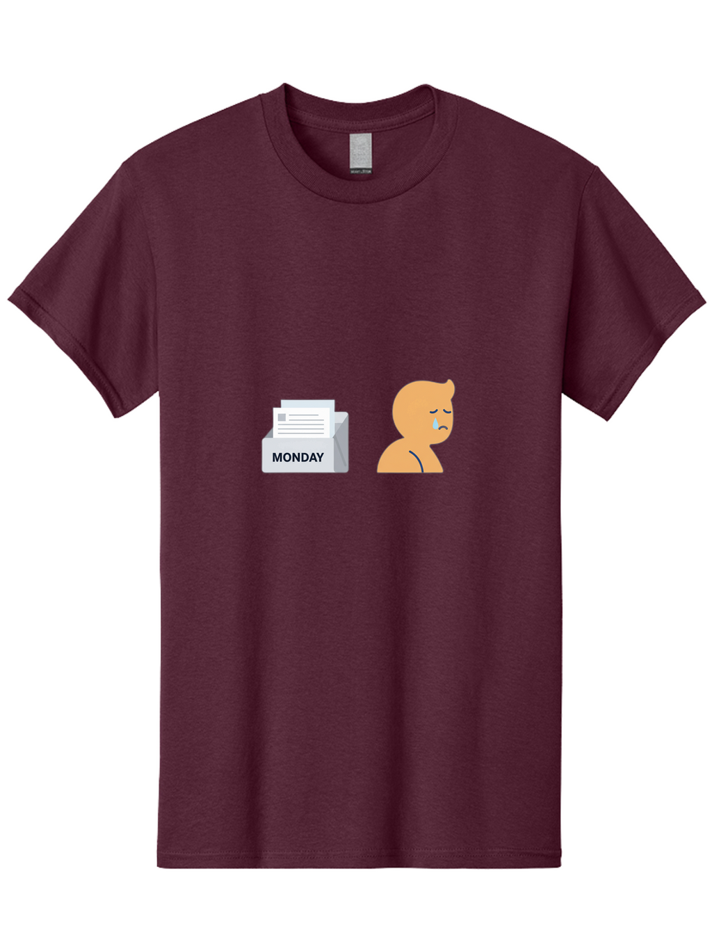 Monday-Blues Men'S Graphic Tee, 100% Cotton, Comfortable Casual Summer Wear, Machine Washable, Sad Person, Crying Face, Monday Blues, Office Work, Paperwork, Stress, Depression, Sadness, Emotional Struggle, Monday Motivation Bae513