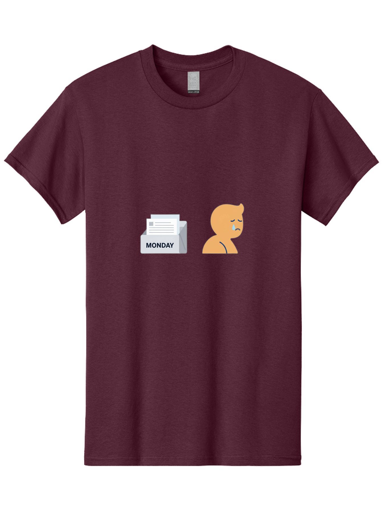 Monday-Blues Men'S Graphic Tee, 100% Cotton, Comfortable Casual Summer Wear, Machine Washable, Sad Person, Crying Face, Monday Blues, Office Work, Paperwork, Stress, Depression, Sadness, Emotional Struggle, Monday Motivation Bae513