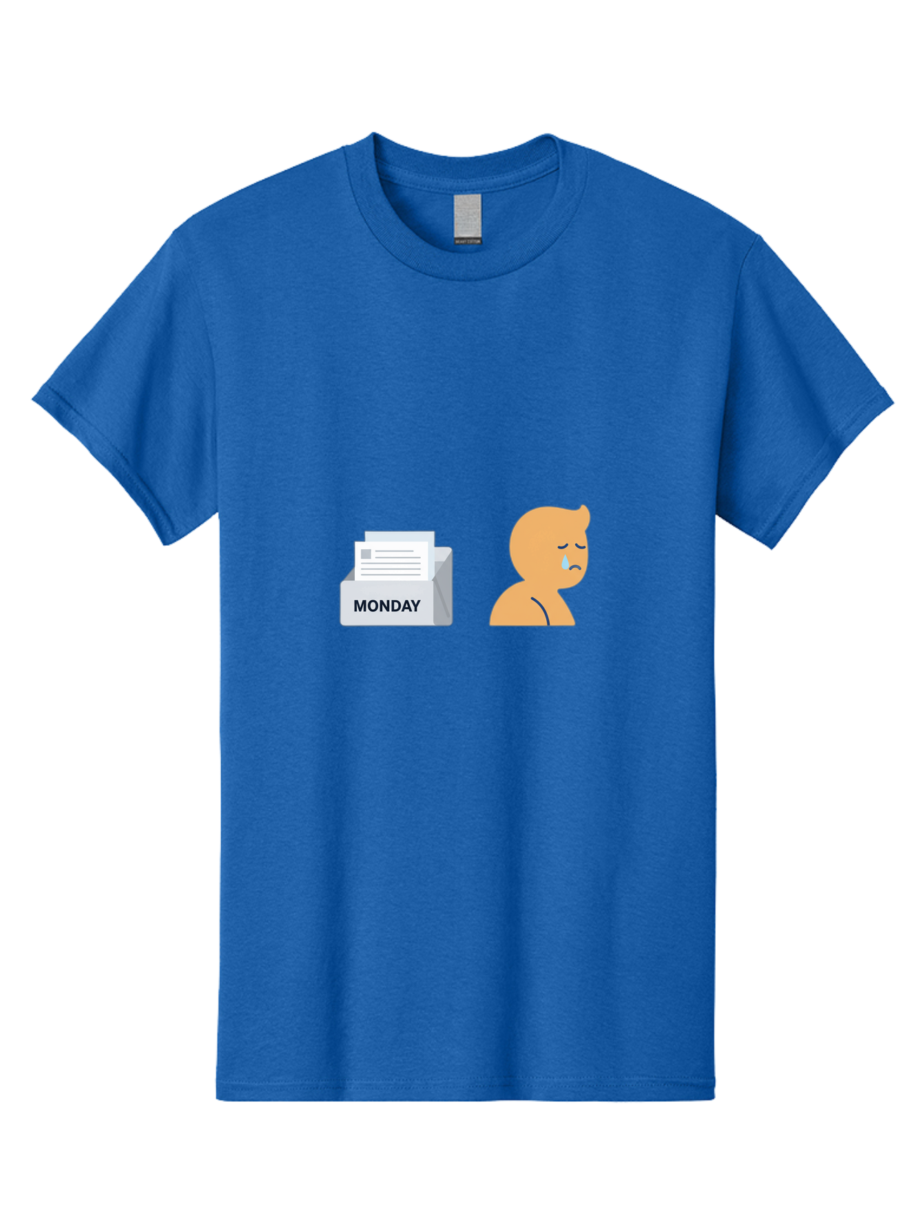 Monday-Blues Men'S Graphic Tee, 100% Cotton, Comfortable Casual Summer Wear, Machine Washable, Sad Person, Crying Face, Monday Blues, Office Work, Paperwork, Stress, Depression, Sadness, Emotional Struggle, Monday Motivation Bae513
