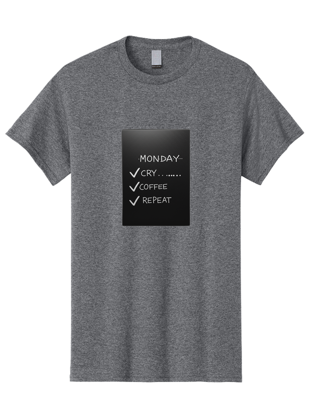 Monday-Cry-Coffee-Repeat-2 Men'S Graphic Tee, 100% Cotton, Comfortable Casual Summer Wear, Machine Washable, Humorous Quote, Monday Motivation, Funny Memes, Coffee Lover, Monday Blues, Motivational Quotes, Relatable Humor Bae515