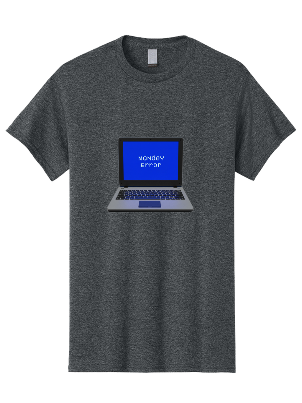 Monday-Error-2 Men'S Graphic Tee, 100% Cotton, Comfortable Casual Summer Wear, Machine Washable, Laptop With Error Message, Monday Blues, Work Stress, Computer Glitch, System Failure, Monday Morning Motivation, Productivity Issues Bae521