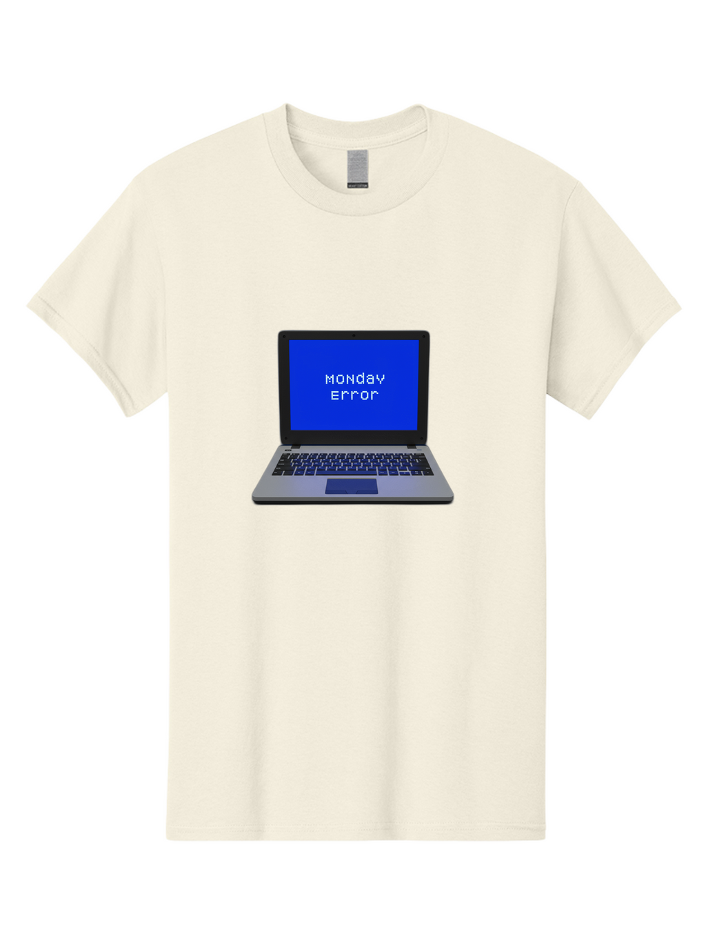 Monday-Error-2 Men'S Graphic Tee, 100% Cotton, Comfortable Casual Summer Wear, Machine Washable, Laptop With Error Message, Monday Blues, Work Stress, Computer Glitch, System Failure, Monday Morning Motivation, Productivity Issues Bae521