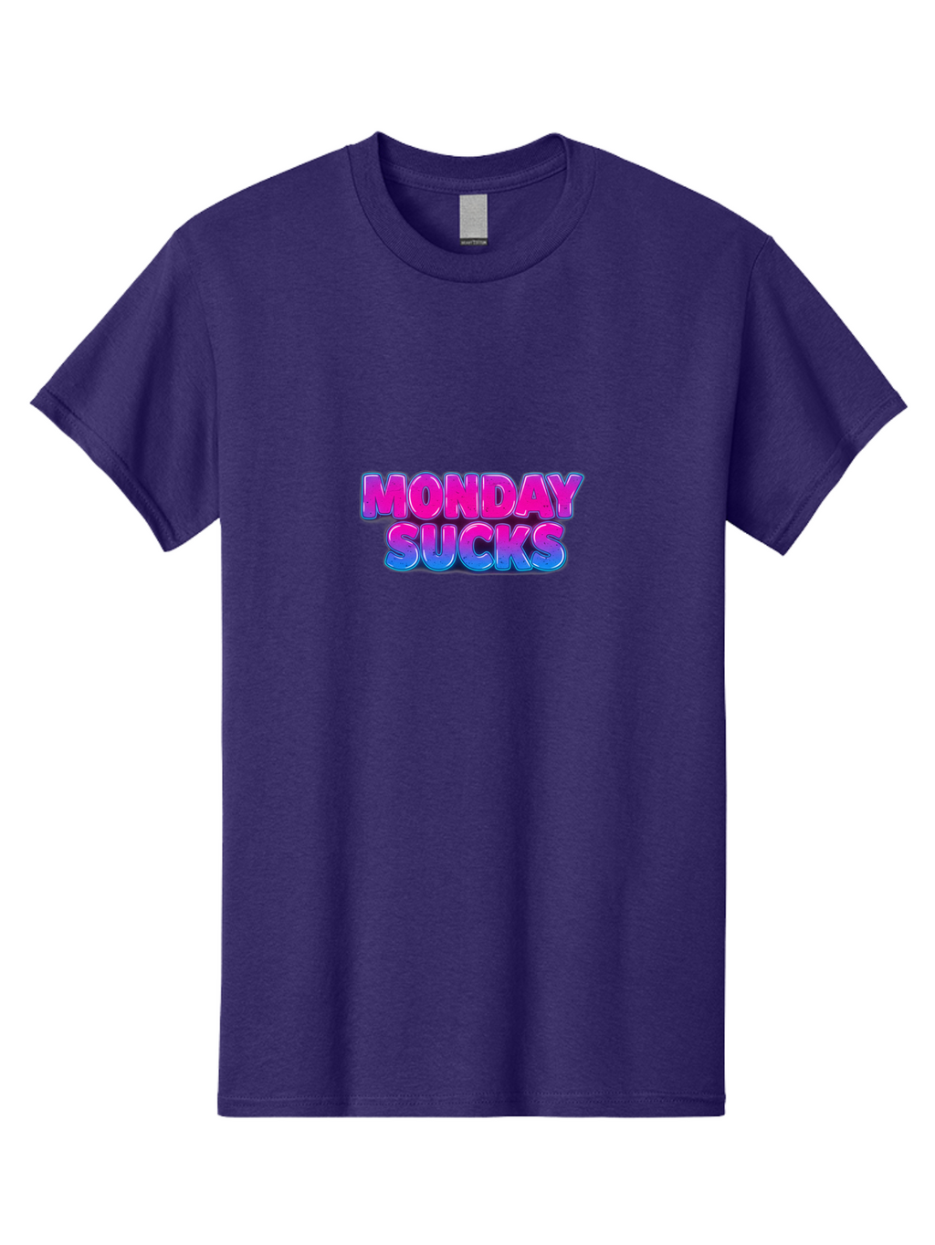 Monday-Sucks-1 Men'S Graphic Tee, 100% Cotton, Comfortable Casual Summer Wear, Machine Washable, Monday Motivation, Motivational Quote, Funny Meme, Humor, Sarcasm, Workweek Grind, Relief, Colorful Text, Pink, Blue, Gradient, Workplace Humor, Bae534