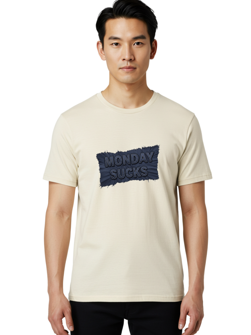 Monday-Sucks Men'S Graphic Tee, 100% Cotton, Comfortable Casual Summer Wear, Machine Washable, Motivation, Monday Blues, Negative Vibes, Motivational Quote, Funny Saying, Humor, Meme, Grunge Style, Bold Text, Inspirational Phrase Bae535
