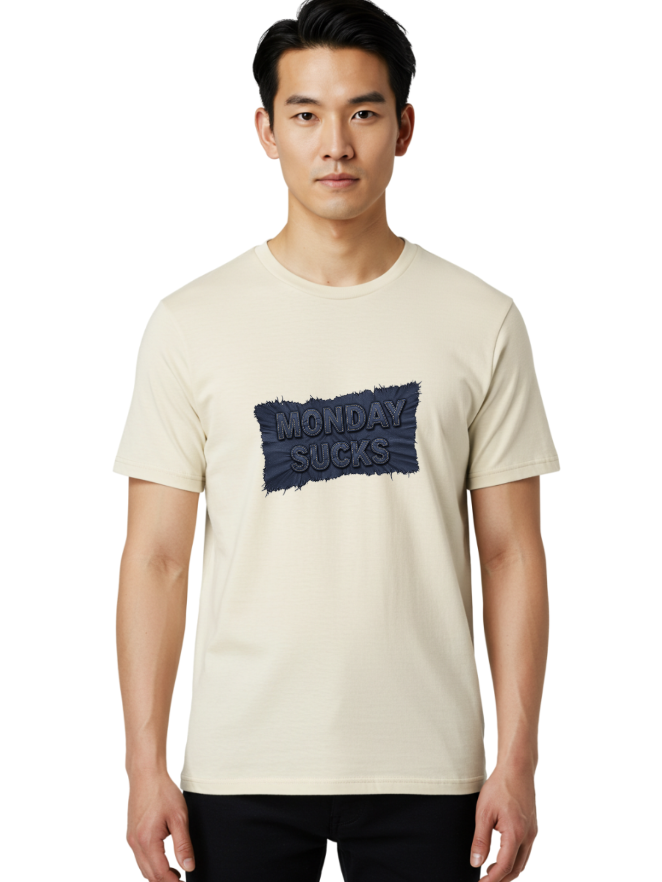 Monday-Sucks Men'S Graphic Tee, 100% Cotton, Comfortable Casual Summer Wear, Machine Washable, Motivation, Monday Blues, Negative Vibes, Motivational Quote, Funny Saying, Humor, Meme, Grunge Style, Bold Text, Inspirational Phrase Bae535