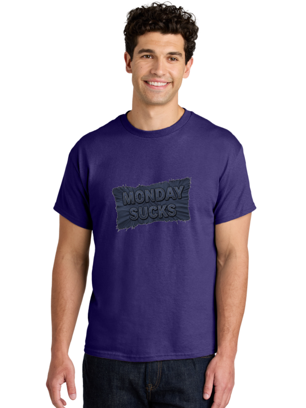Monday-Sucks Men'S Graphic Tee, 100% Cotton, Comfortable Casual Summer Wear, Machine Washable, Motivation, Monday Blues, Negative Vibes, Motivational Quote, Funny Saying, Humor, Meme, Grunge Style, Bold Text, Inspirational Phrase Bae535