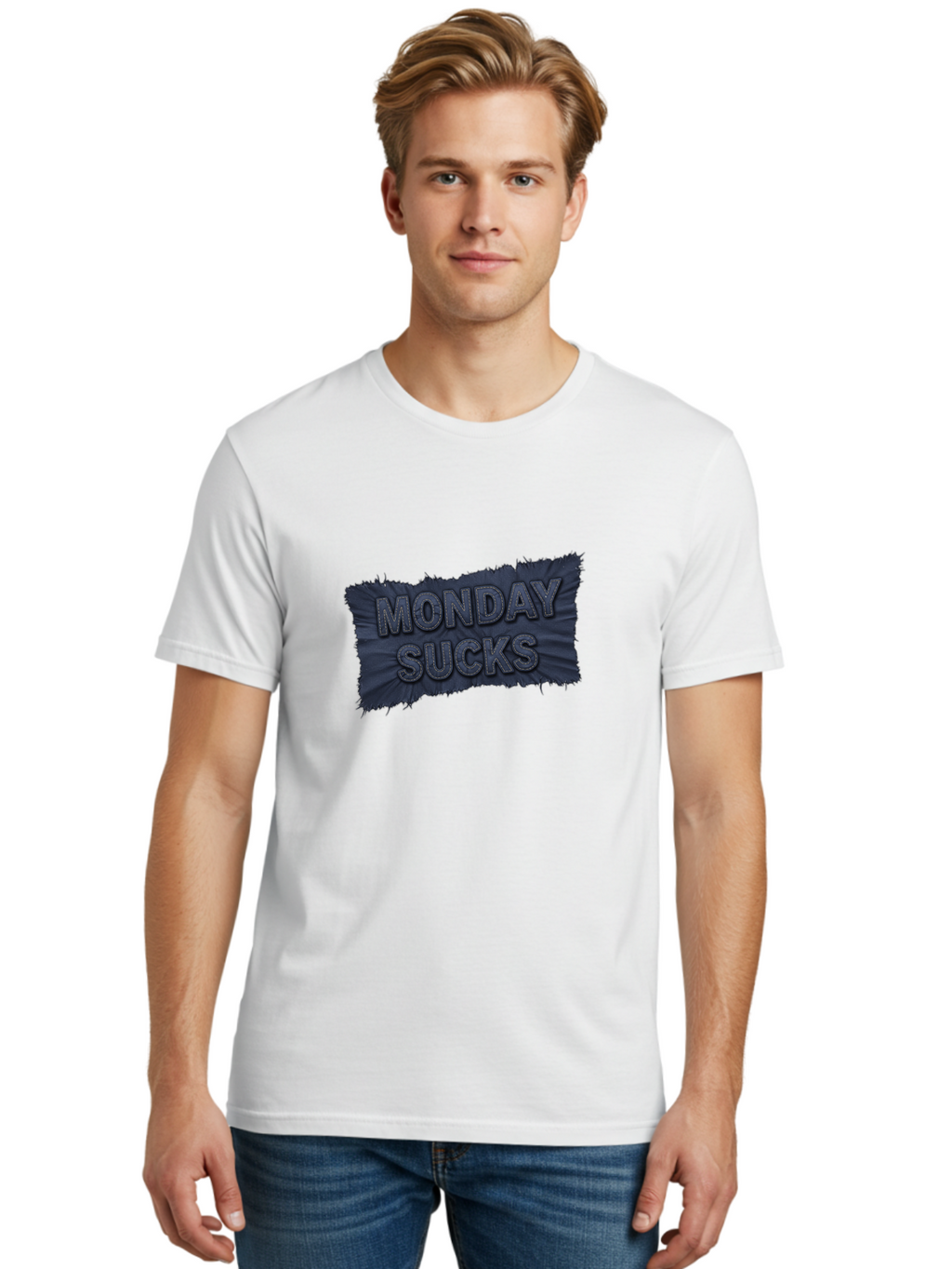 Monday-Sucks Men'S Graphic Tee, 100% Cotton, Comfortable Casual Summer Wear, Machine Washable, Motivation, Monday Blues, Negative Vibes, Motivational Quote, Funny Saying, Humor, Meme, Grunge Style, Bold Text, Inspirational Phrase Bae535