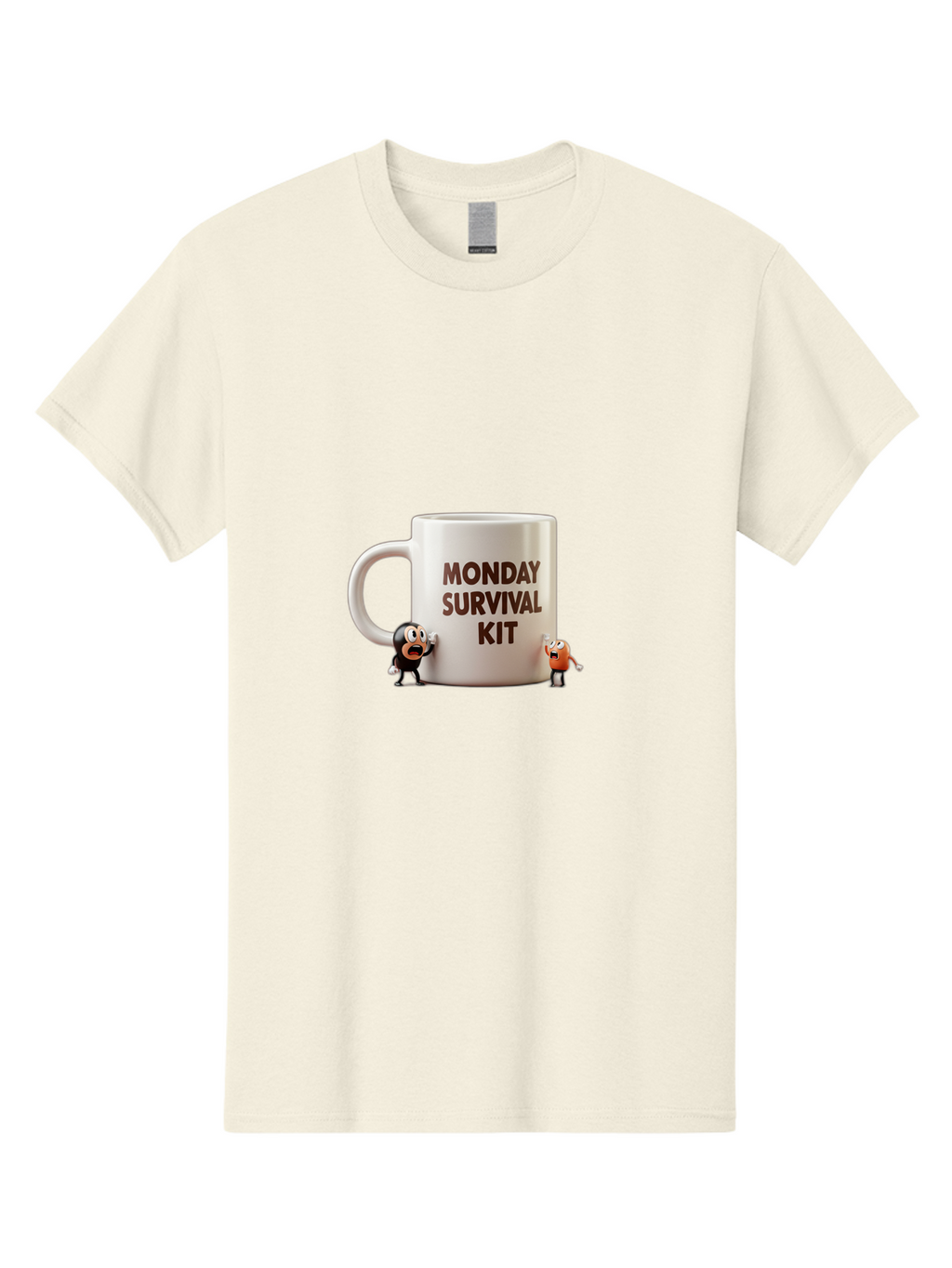 Monday-Survival-Kit-1 Men'S Graphic Tee, 100% Cotton, Comfortable Casual Summer Wear, Machine Washable, Coffee Mug, Monday Motivation, Survival Kit, Cartoon Characters, Humorous Design, Funny Coffee Cup, Quirky Illustration, Stress Relief Bae536