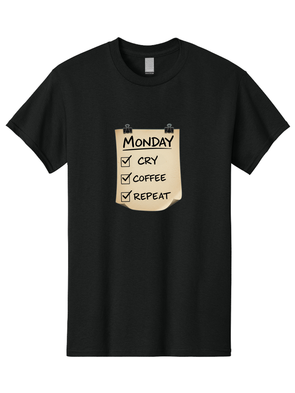 Monday-To-Do-List-1 Men'S Graphic Tee, 100% Cotton, Comfortable Casual Summer Wear, Machine Washable, Monday Motivation, Funny To-Do List, Humor, Coffee Lover, Cry Coffee Repeat, Monday Blues, Motivational Quote, Monday Humor Bae539