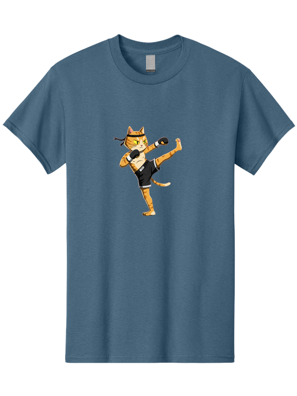 Muay Men'S Graphic Tee, 100% Cotton, Comfortable Casual Summer Wear, Machine Washable, Cartoon Cat, Muay Thai Fighter, Martial Arts, Kickboxing, Fighting Stance, Boxing Gloves, Muay, Ninja, Thai Boxing Bae564