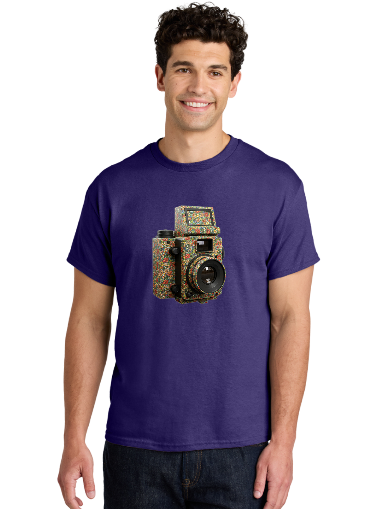 Multicolored-Camera Men'S Graphic Tee, 100% Cotton, Comfortable Casual Summer Wear, Machine Washable, Multicolored Paint Splatters, Artistic Camera Design, Vibrant Decor, Photography Equipment, Creative Expression, Unique Art Piece, Bae565