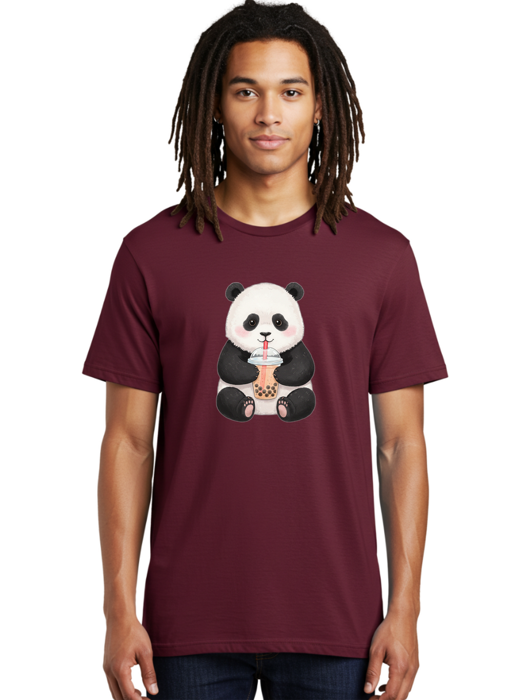 Panda-Drinking-Bubble-Tea-1 Men'S Graphic Tee, 100% Cotton, Comfortable Casual Summer Wear, Machine Washable, Panda Drinking Bubble Tea, Bubble Tea, Cute Panda, Cartoon Panda, Boba Tea, Adorable Animal, Milk Tea, Kawaii Culture, Panda Bear Bae578