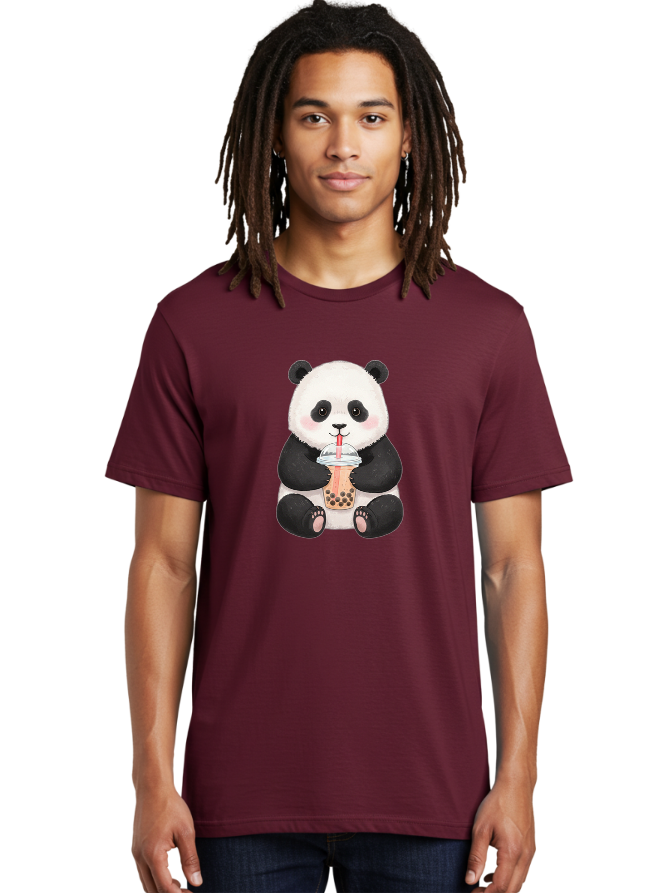 Panda-Drinking-Bubble-Tea-1 Men'S Graphic Tee, 100% Cotton, Comfortable Casual Summer Wear, Machine Washable, Panda Drinking Bubble Tea, Bubble Tea, Cute Panda, Cartoon Panda, Boba Tea, Adorable Animal, Milk Tea, Kawaii Culture, Panda Bear Bae578