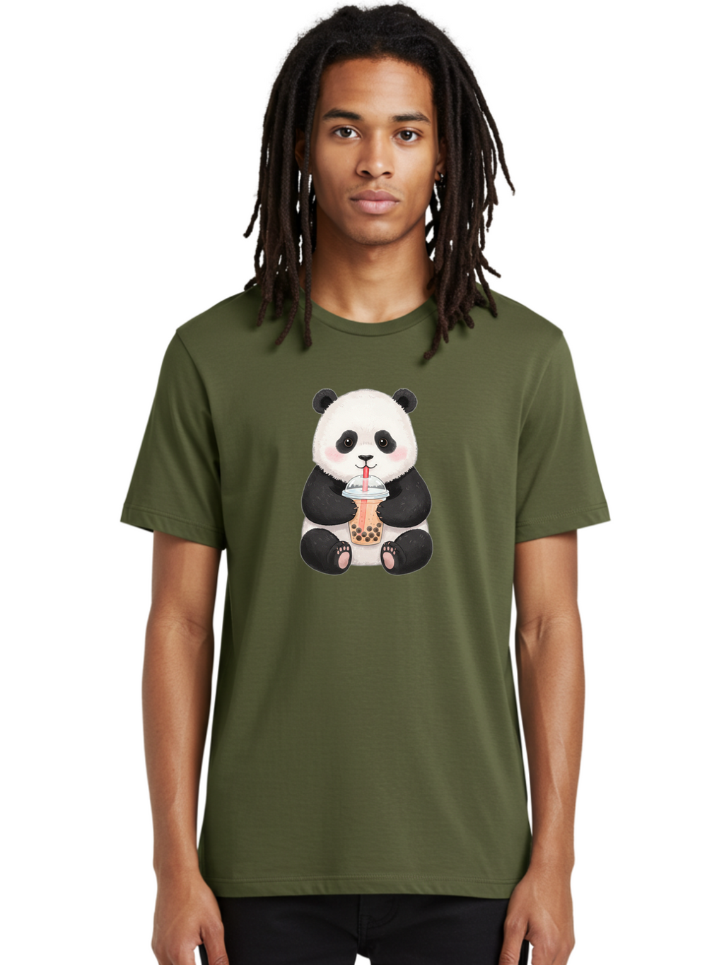Panda-Drinking-Bubble-Tea-1 Men'S Graphic Tee, 100% Cotton, Comfortable Casual Summer Wear, Machine Washable, Panda Drinking Bubble Tea, Bubble Tea, Cute Panda, Cartoon Panda, Boba Tea, Adorable Animal, Milk Tea, Kawaii Culture, Panda Bear Bae578