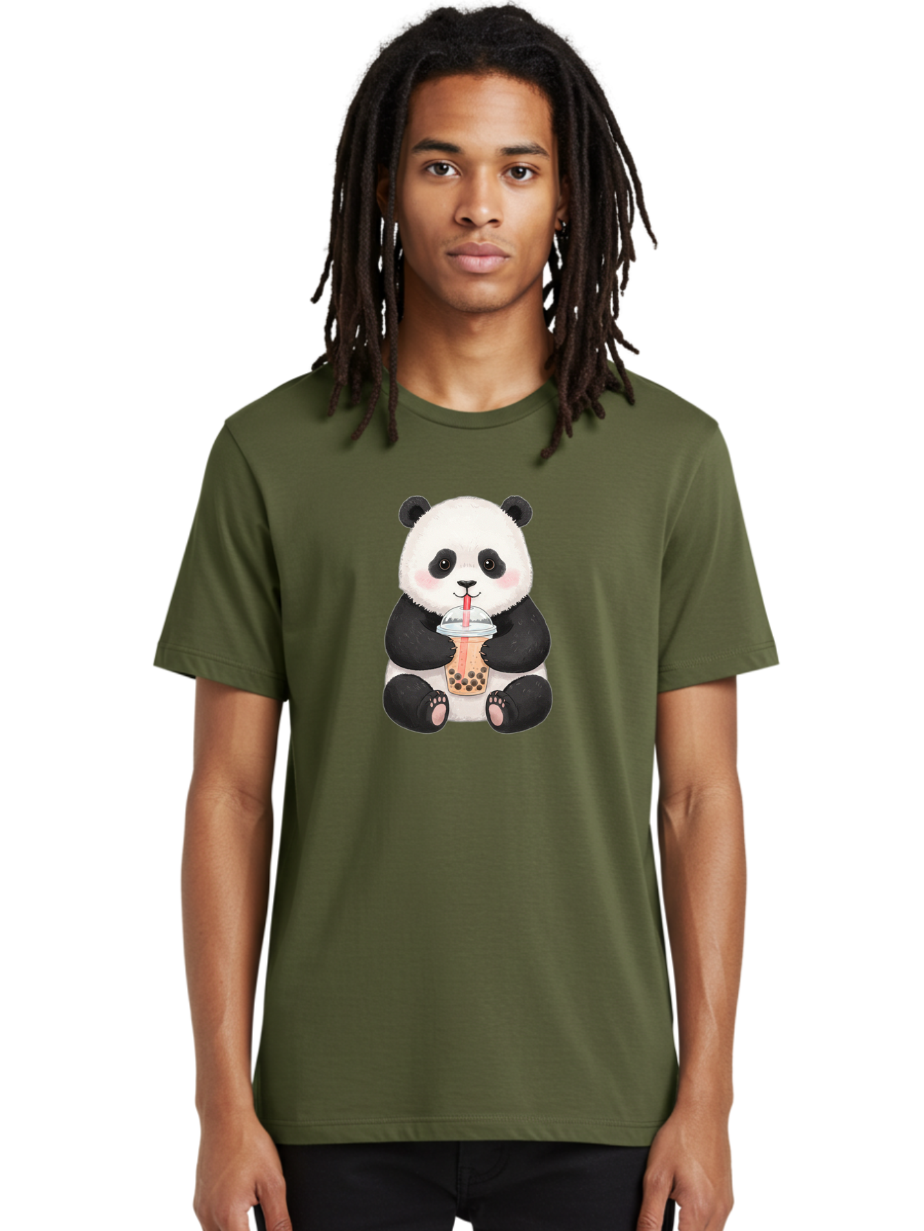 Panda-Drinking-Bubble-Tea-1 Men'S Graphic Tee, 100% Cotton, Comfortable Casual Summer Wear, Machine Washable, Panda Drinking Bubble Tea, Bubble Tea, Cute Panda, Cartoon Panda, Boba Tea, Adorable Animal, Milk Tea, Kawaii Culture, Panda Bear Bae578