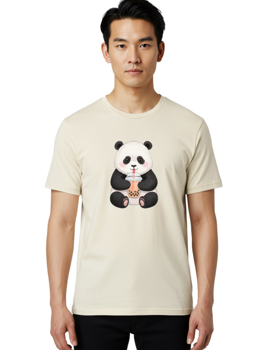 Panda-Drinking-Bubble-Tea-1 Men'S Graphic Tee, 100% Cotton, Comfortable Casual Summer Wear, Machine Washable, Panda Drinking Bubble Tea, Bubble Tea, Cute Panda, Cartoon Panda, Boba Tea, Adorable Animal, Milk Tea, Kawaii Culture, Panda Bear Bae578