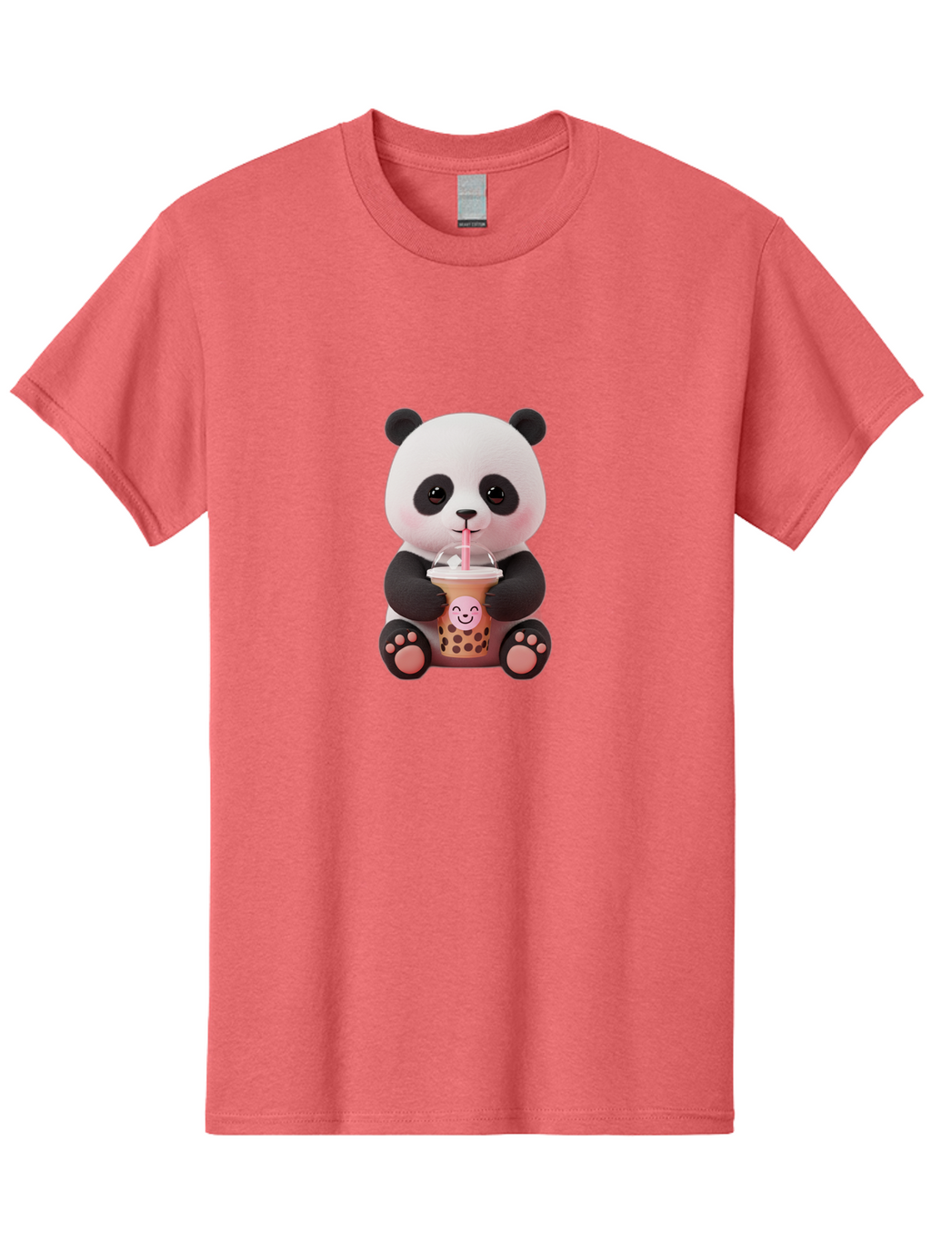 Panda-Drinking-Bubble-Tea-5 Men'S Graphic Tee, 100% Cotton, Comfortable Casual Summer Wear, Machine Washable, Cartoon Panda, Boba Tea, Bubble Tea, Adorable Animal, Kawaii Character, Milk Tea, Straw, Cute Design, Funny Illustration, Bae582