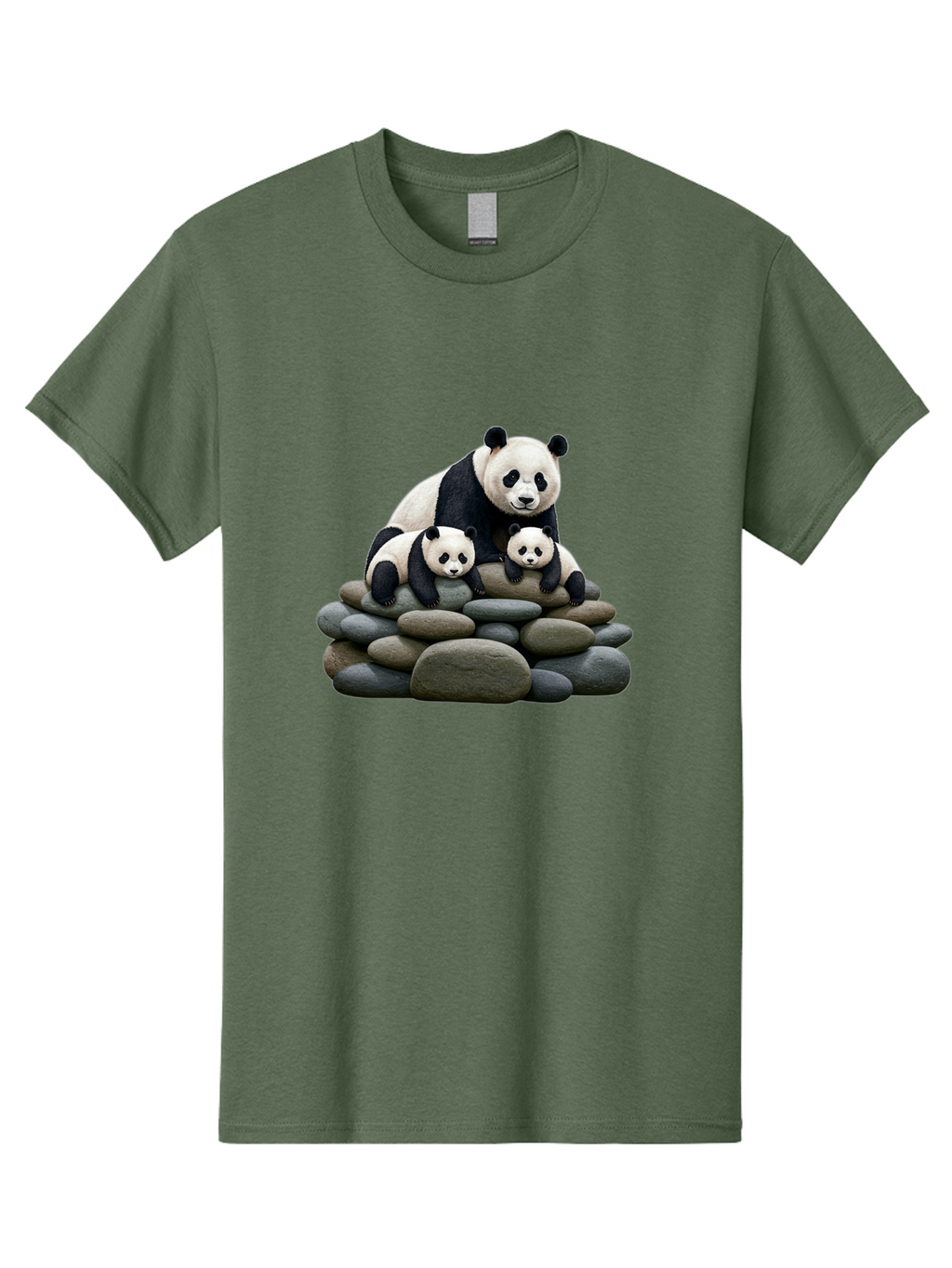 Panda-Family-4 Men'S Graphic Tee, 100% Cotton, Comfortable Casual Summer Wear, Machine Washable, Panda Bear Mom, Baby Pandas, Adorable Animals, Giant Panda, Cute Cubs, Panda Family, Animal Portrait, Wildlife Art Bae589