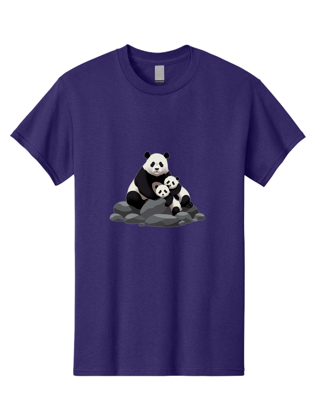 Panda-Family Men'S Graphic Tee, 100% Cotton, Comfortable Casual Summer Wear, Machine Washable, Panda Bear, Mother Panda, Panda Cubs, Adorable Family, Cartoon Illustration, Wildlife Art, Black And White Pandas, Cute Animals, Tender Moment, Bae591