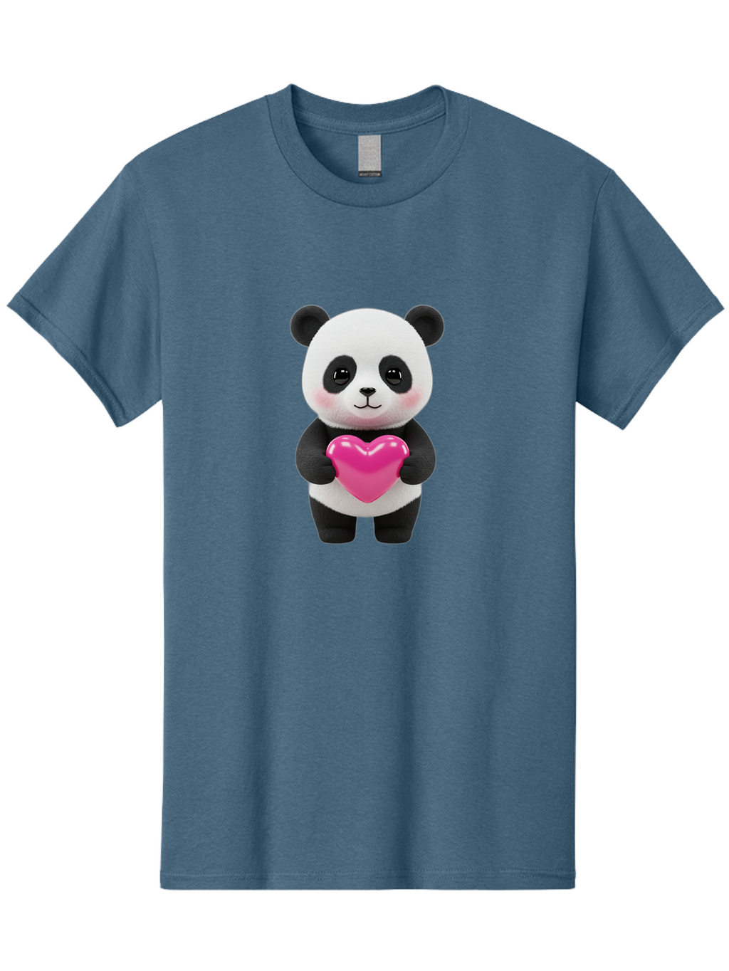 Panda-Holding-Heart Men'S Graphic Tee, 100% Cotton, Comfortable Casual Summer Wear, Machine Washable, Cute Panda, Adorable Cartoon Character, Pink Heart, Love Symbol, Endearing Expression, Plush Toy, Kawaii Animal, Heartwarming Scene, Bae599
