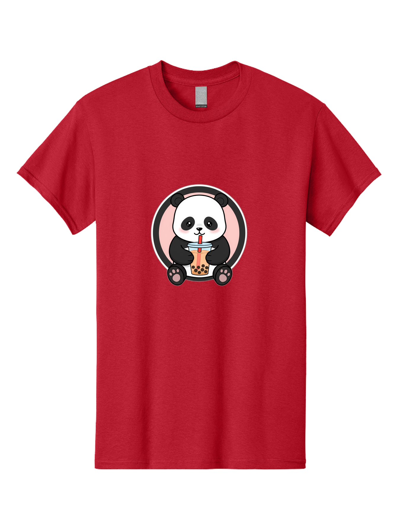 Panda-Sipping-Bubble-Tea Men'S Graphic Tee, 100% Cotton, Comfortable Casual Summer Wear, Machine Washable, Cartoon Panda, Dj Headphones, Bubble Tea, Milk Tea, Boba Drink, Kawaii Character, Cute Animal, Fun Design, Playful Illustration, Bae605
