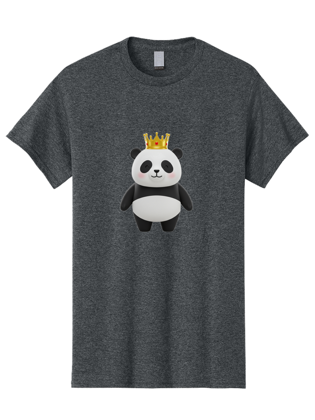 Panda-With-Crown-2 Men'S Graphic Tee, 100% Cotton, Comfortable Casual Summer Wear, Machine Washable, Cute Panda, Cartoon Panda, Panda Bear, Gold Crown, Royal Treatment, Kawaii Style, Adorable Animal, Smiling Face, Black And White Fur, Bae609