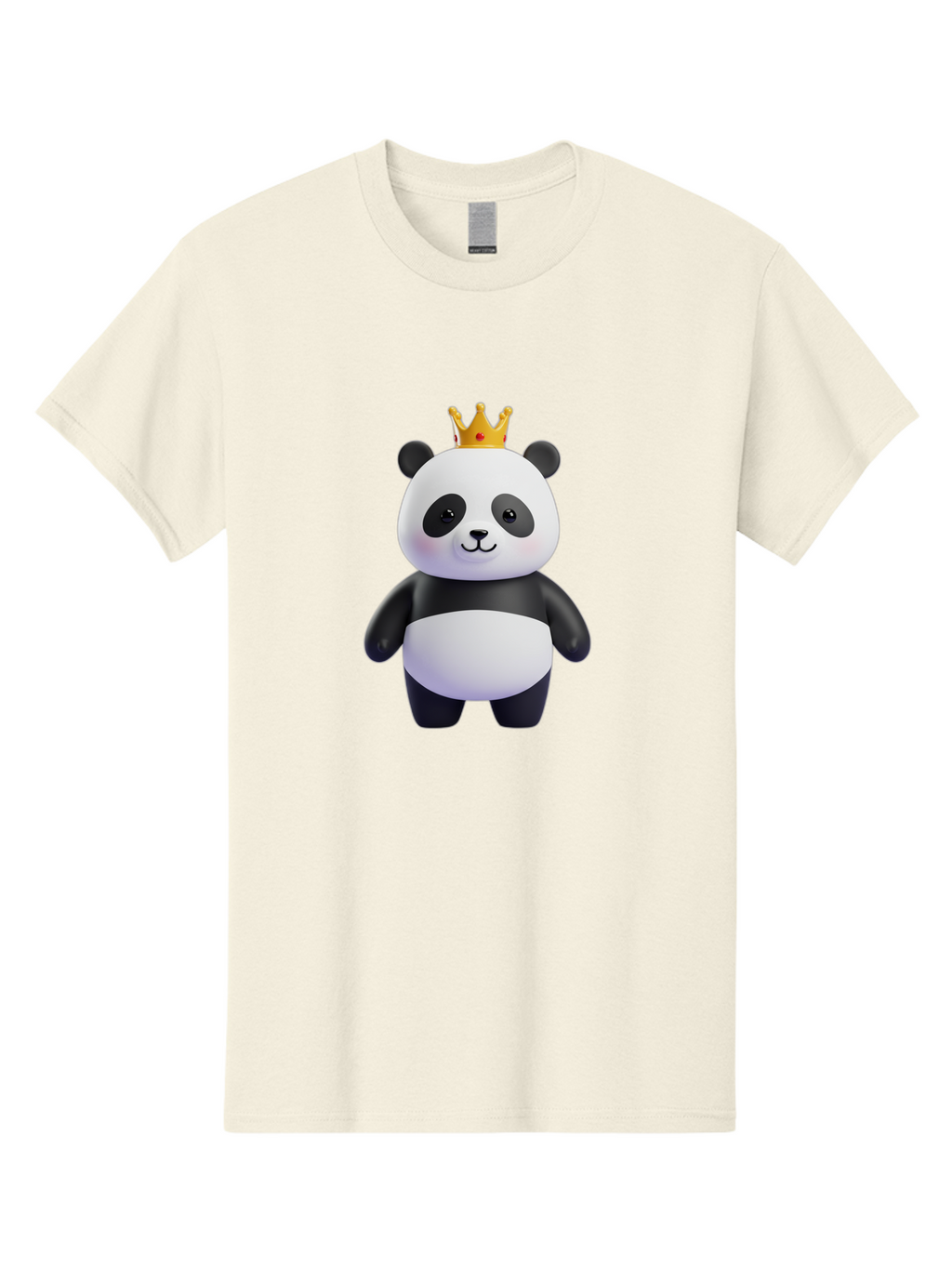 Panda-With-Crown-3 Men'S Graphic Tee, 100% Cotton, Comfortable Casual Summer Wear, Machine Washable, Cartoon Panda Bear, Cute Illustration, Panda With Crown, Golden Crown, Kawaii Character, Adorable Animal, Black And White Panda, Funny Panda, Bae610