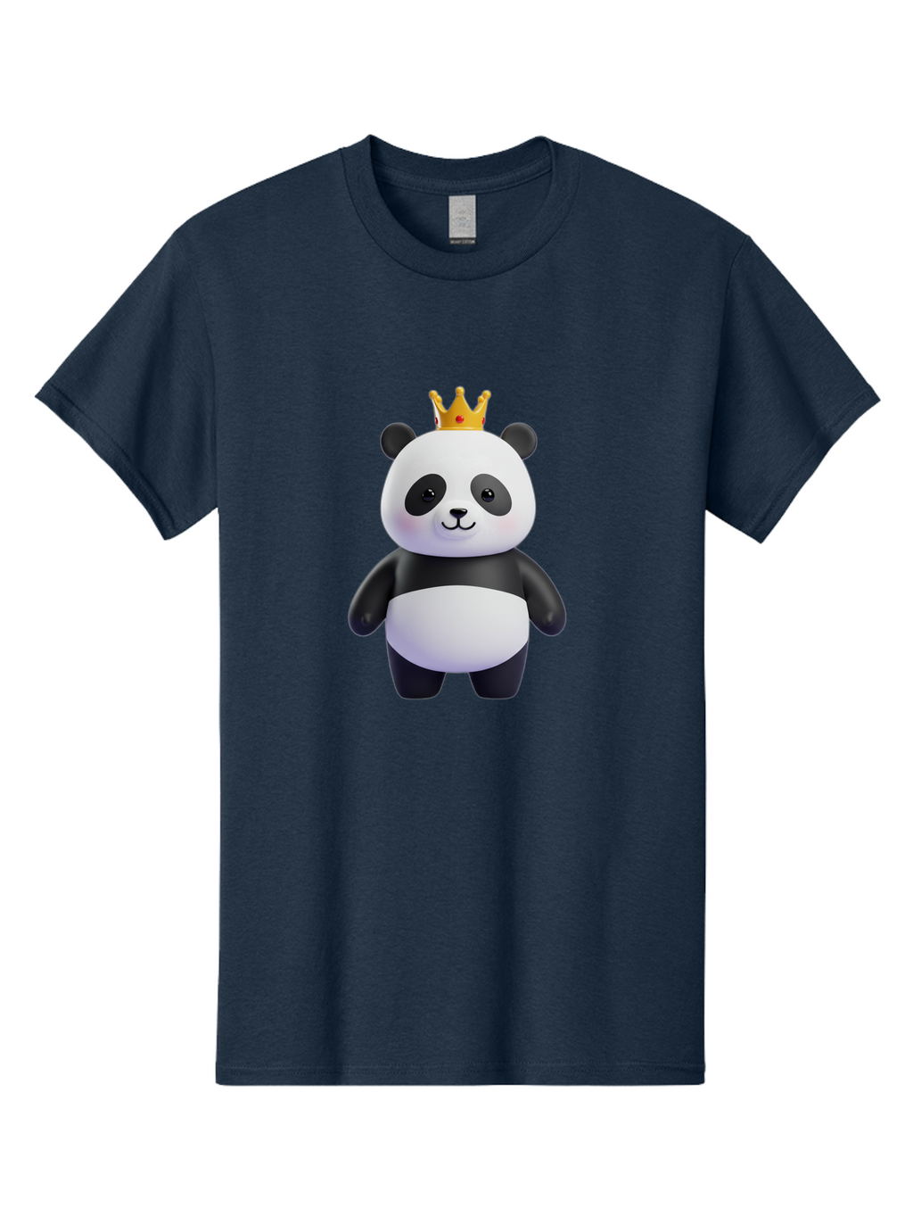 Panda-With-Crown-3 Men'S Graphic Tee, 100% Cotton, Comfortable Casual Summer Wear, Machine Washable, Cartoon Panda Bear, Cute Illustration, Panda With Crown, Golden Crown, Kawaii Character, Adorable Animal, Black And White Panda, Funny Panda, Bae610
