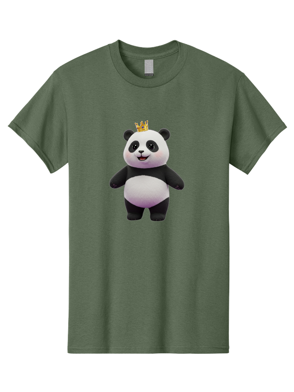 Panda-With-Crown-5 Men'S Graphic Tee, 100% Cotton, Comfortable Casual Summer Wear, Machine Washable, Cartoon Panda Bear, Cute Animal Character, Black And White Panda, Gold Crown, Regal Animal, Funny Cartoon, Adorable Creature, Bae612