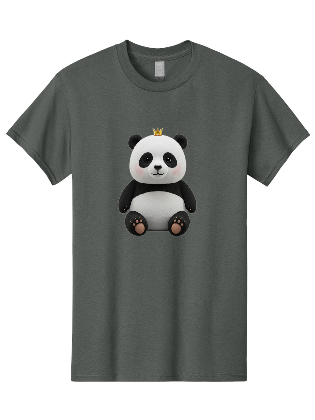 Panda-With-Crown-6 Men'S Graphic Tee, 100% Cotton, Comfortable Casual Summer Wear, Machine Washable, Cute Panda Bear, Cartoon Panda, Panda With Crown, Royal Panda, Adorable Animal, Stuffed Panda, Kawaii Panda, Plush Toy, Fluffy Panda, Bae613