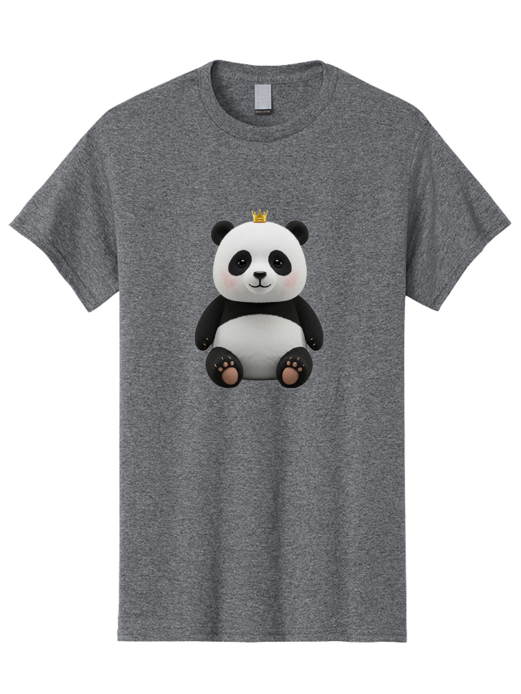Panda-With-Crown-6 Men'S Graphic Tee, 100% Cotton, Comfortable Casual Summer Wear, Machine Washable, Cute Panda Bear, Cartoon Panda, Panda With Crown, Royal Panda, Adorable Animal, Stuffed Panda, Kawaii Panda, Plush Toy, Fluffy Panda, Bae613