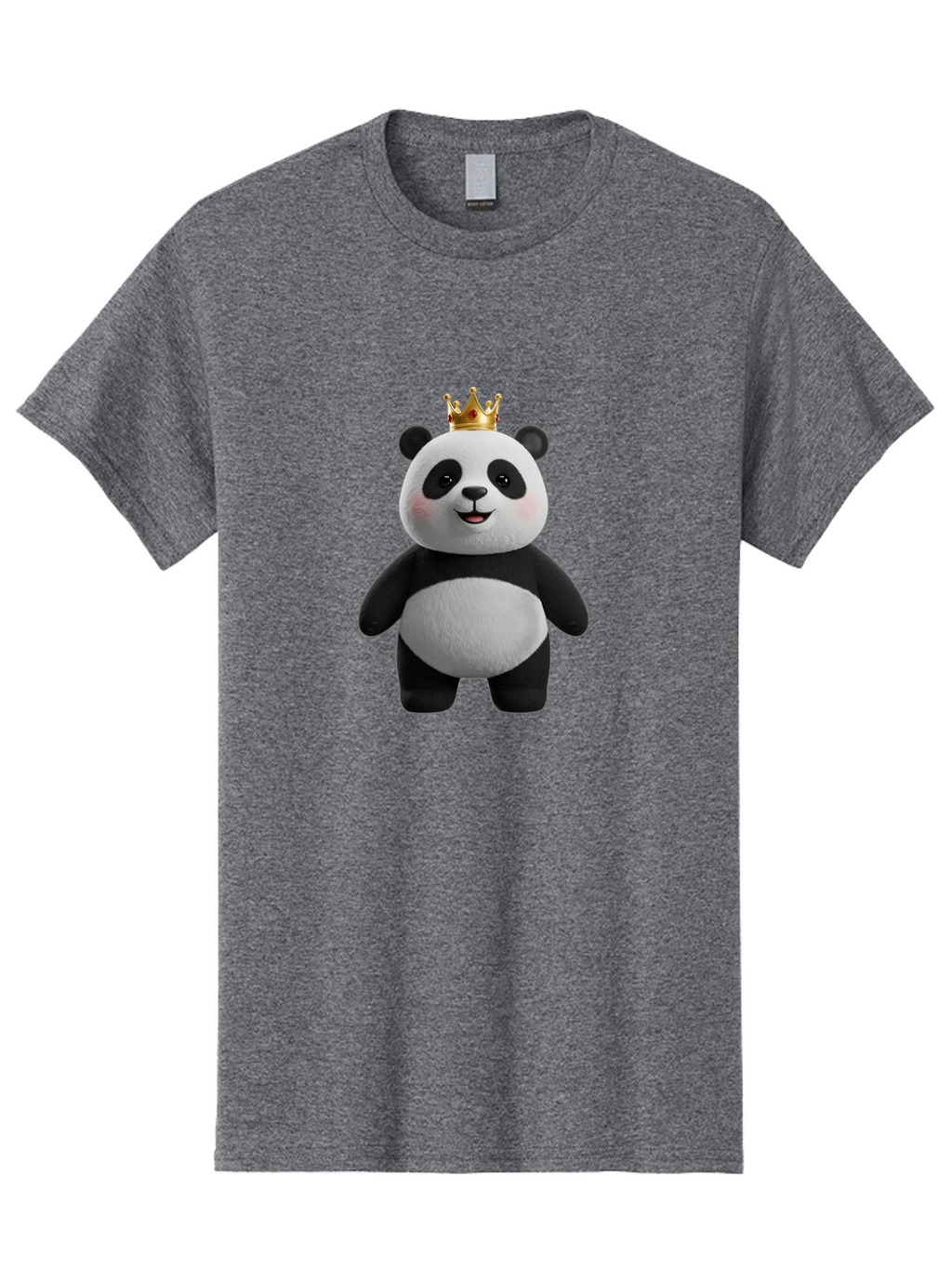 Panda-With-Crown-7 Men'S Graphic Tee, 100% Cotton, Comfortable Casual Summer Wear, Machine Washable, Cartoon Panda, Cute Animal, Panda Bear, Crown On Head, Regal Animal, Adorable Creature, Funny Character, Digital Art, Illustration, Bae614