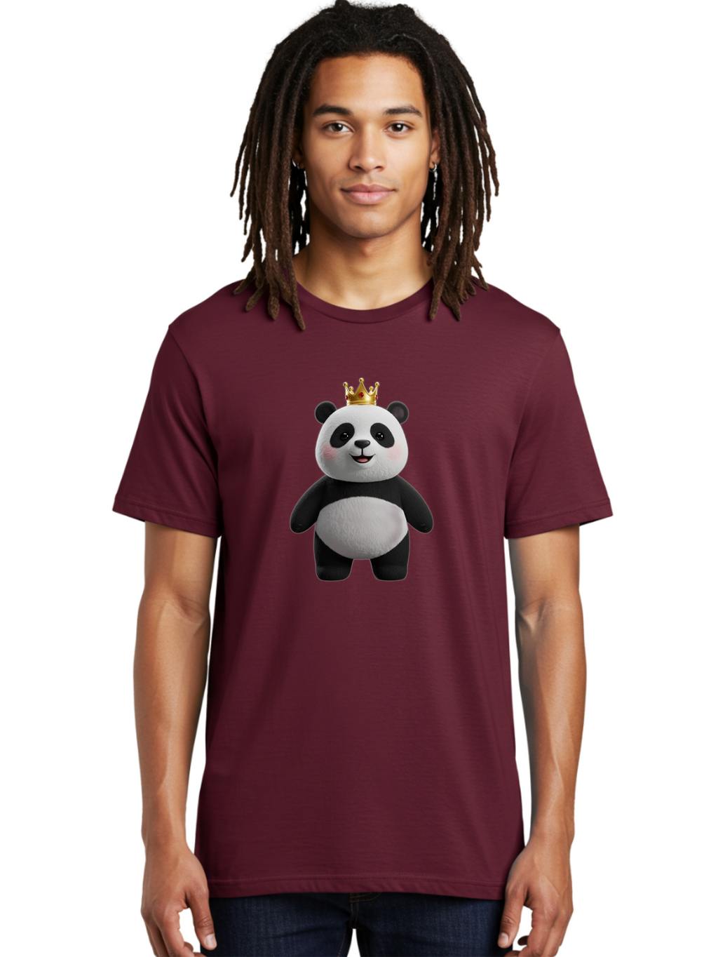 Panda-With-Crown-7 Men'S Graphic Tee, 100% Cotton, Comfortable Casual Summer Wear, Machine Washable, Cartoon Panda, Cute Animal, Panda Bear, Crown On Head, Regal Animal, Adorable Creature, Funny Character, Digital Art, Illustration, Bae614