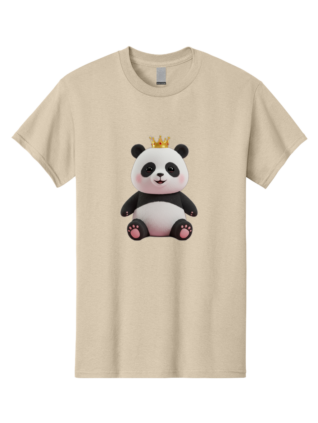 Panda-With-Crown-8 Men'S Graphic Tee, 100% Cotton, Comfortable Casual Summer Wear, Machine Washable, Cute Panda Bear, Plush Toy, Cartoon Character, Royal Crown, Black And White Fur, Smiling Face, Adorable Expression, Kawaii Style, Funny Animal Bae615
