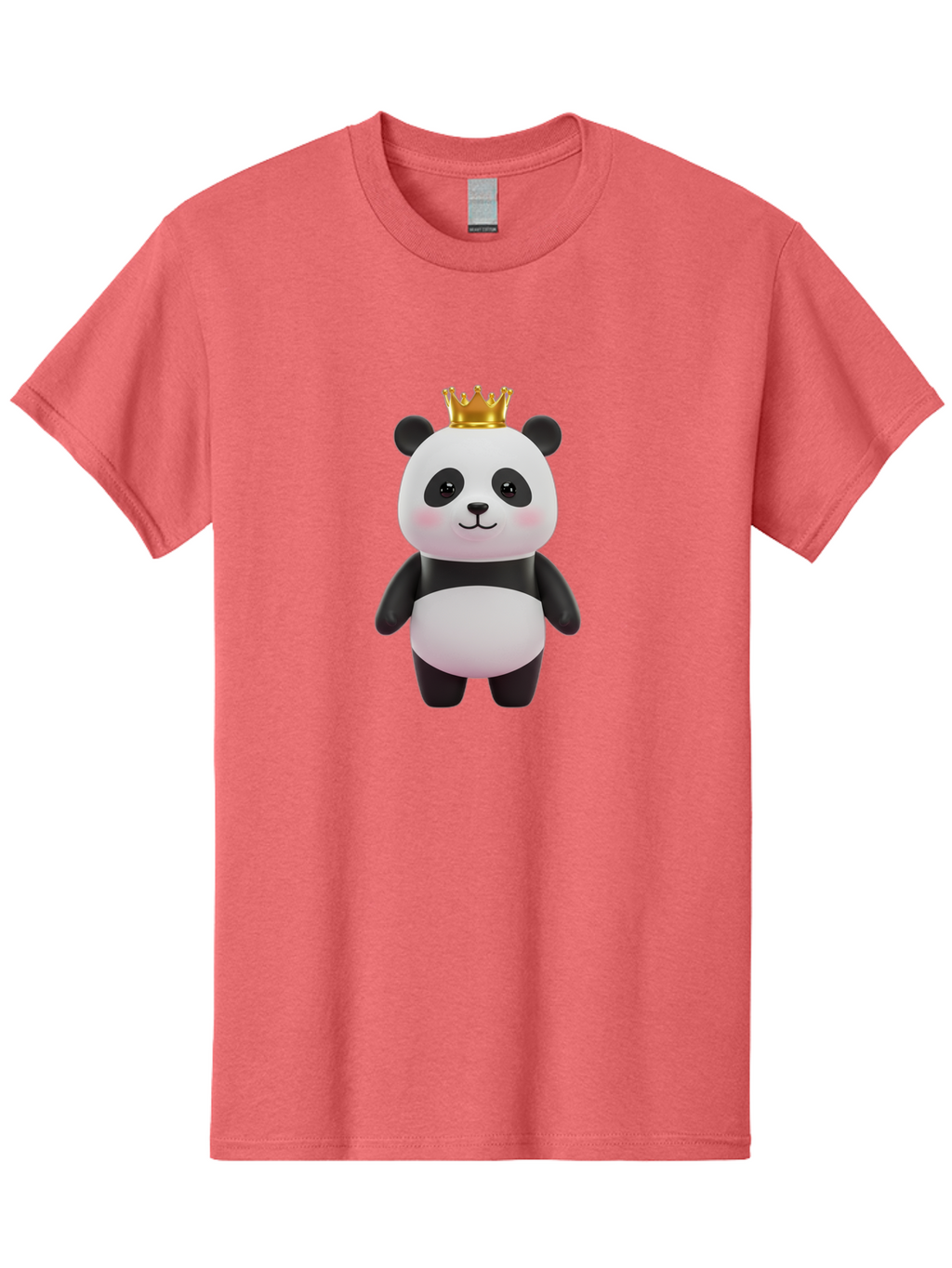 Panda-With-Crown Men'S Graphic Tee, 100% Cotton, Comfortable Casual Summer Wear, Machine Washable, Cute Panda Bear, Cartoon Character, Golden Crown, Kawaii, Adorable, Stuffed Animal, Plush Toy, Royalty, Regal, Black And White Bae616