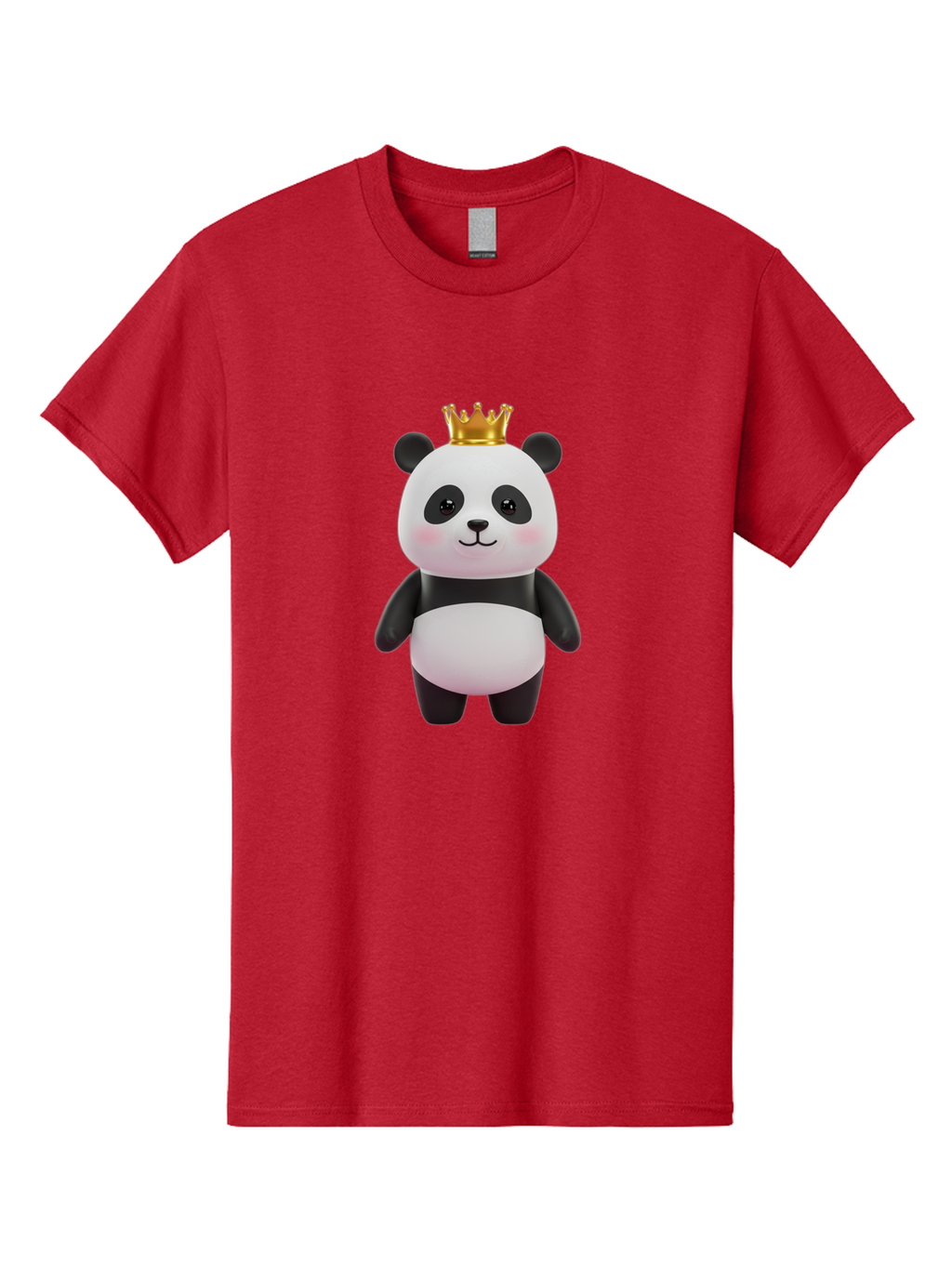Panda-With-Crown Men'S Graphic Tee, 100% Cotton, Comfortable Casual Summer Wear, Machine Washable, Cute Panda Bear, Cartoon Character, Golden Crown, Kawaii, Adorable, Stuffed Animal, Plush Toy, Royalty, Regal, Black And White Bae616