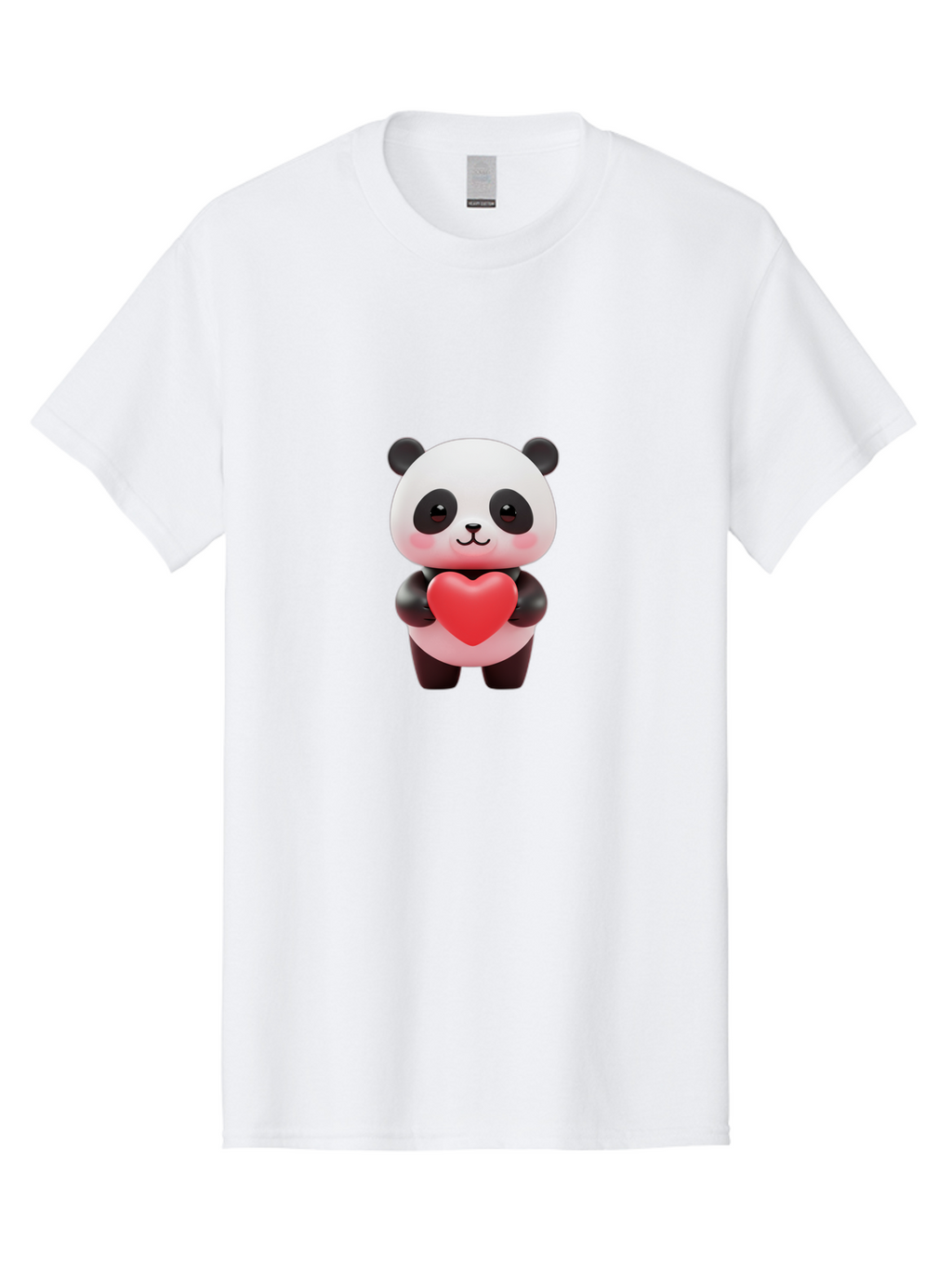Panda-With-Heart-1 Men'S Graphic Tee, 100% Cotton, Comfortable Casual Summer Wear, Machine Washable, Cartoon Panda, Red Heart, Cute Animal, Love Symbol, Adorable Character, 3D Illustration, Panda Bear, Heart Shape, Love Expression, Kawaii Art Bae619