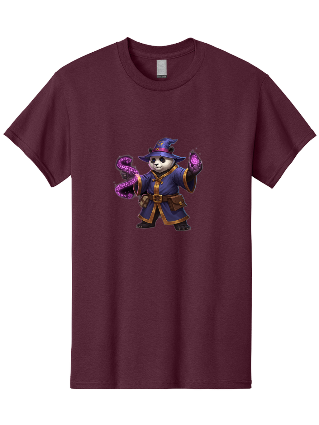 Panda-Wizard Men'S Graphic Tee, 100% Cotton, Comfortable Casual Summer Wear, Machine Washable, Cartoon Panda Wizard, Magic Spell, Mystical Creature, Fantasy Art, Purple Magic, Wizard Robe, Gold Trim, Mystical Symbols, Adorable Panda, Bae625