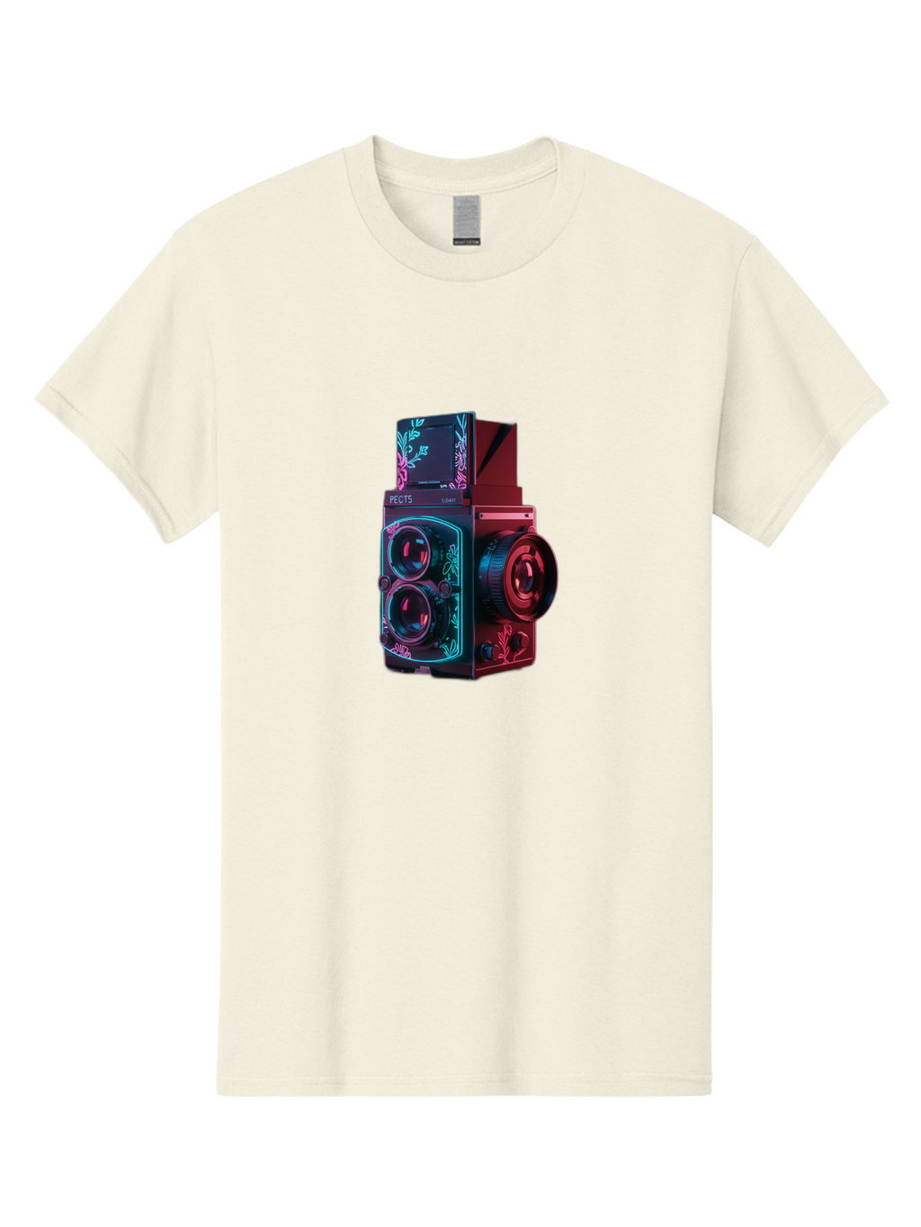 Pects-Lumary Men'S Graphic Tee, 100% Cotton, Comfortable Casual Summer Wear, Machine Washable, Pects Lumary Camera, Professional Photography, Neon Lights, Futuristic Design, Camera Equipment, Floral Patterns, Vibrant Colors, Photography Gear, Bae631
