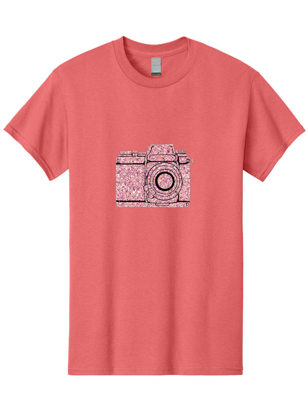 Pink-Camera Men'S Graphic Tee, 100% Cotton, Comfortable Casual Summer Wear, Machine Washable, Pink Camera Illustration, Digital Camera, Photography Equipment, Speckled Texture, Pink And Black Design, Camera, Photography Bae632