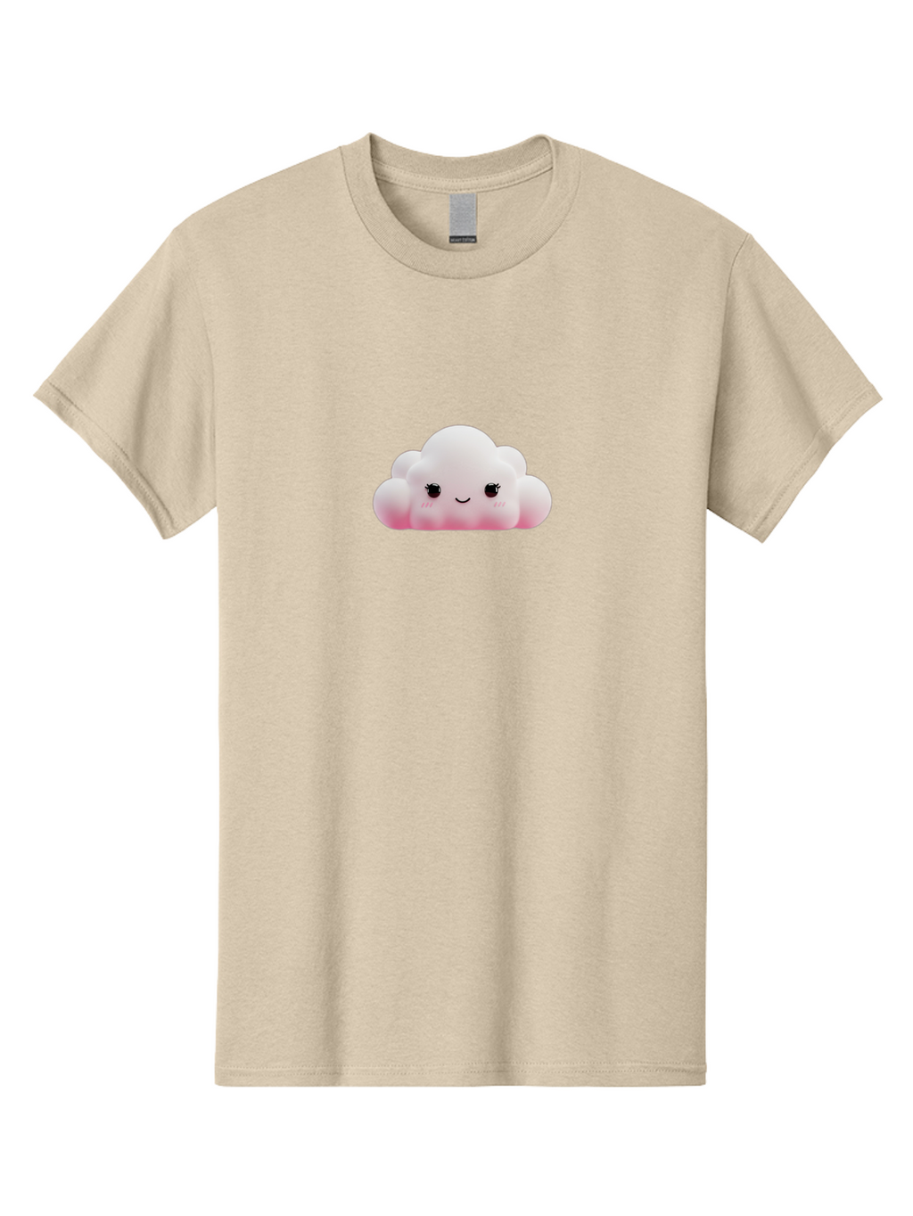 Pink-Cloud Men'S Graphic Tee, 100% Cotton, Comfortable Casual Summer Wear, Machine Washable, Kawaii Cloud, Cute Cartoon Character, Smiling Face, Fluffy White Cloud, Pastel Colors, Cheerful Design, Adorable Illustration, Fluffy Texture Bae634