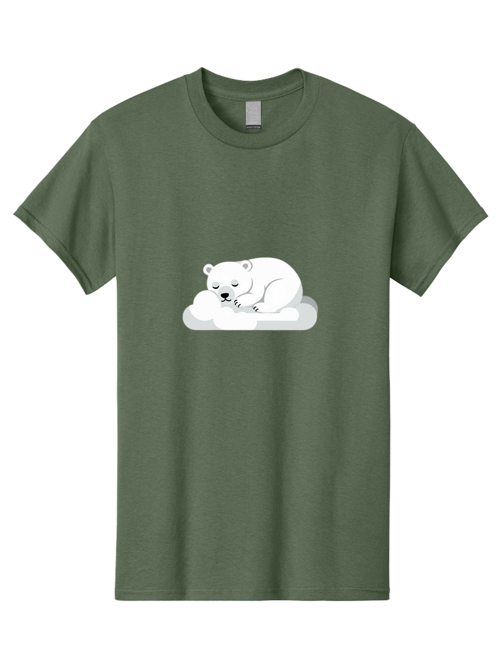 Polar-Bear-2 Men'S Graphic Tee, 100% Cotton, Comfortable Casual Summer Wear, Machine Washable, Sleeping Polar Bear, Cute Animal, Cartoon Character, Peaceful Slumber, Serene Atmosphere, Dreamy Clouds, Adorable Illustration, Calm And Relaxing Bae639