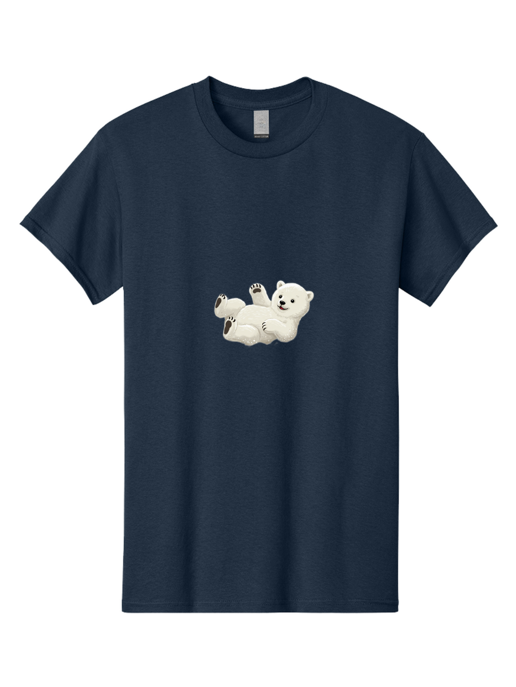Polar-Bear-9 Men'S Graphic Tee, 100% Cotton, Comfortable Casual Summer Wear, Machine Washable, Polar Bear Lying On Its Back, Playful Pose, Cute Expression, White Fur, Black Nose, Cartoon Style, Adorable Animal, Funny Character, Bae646