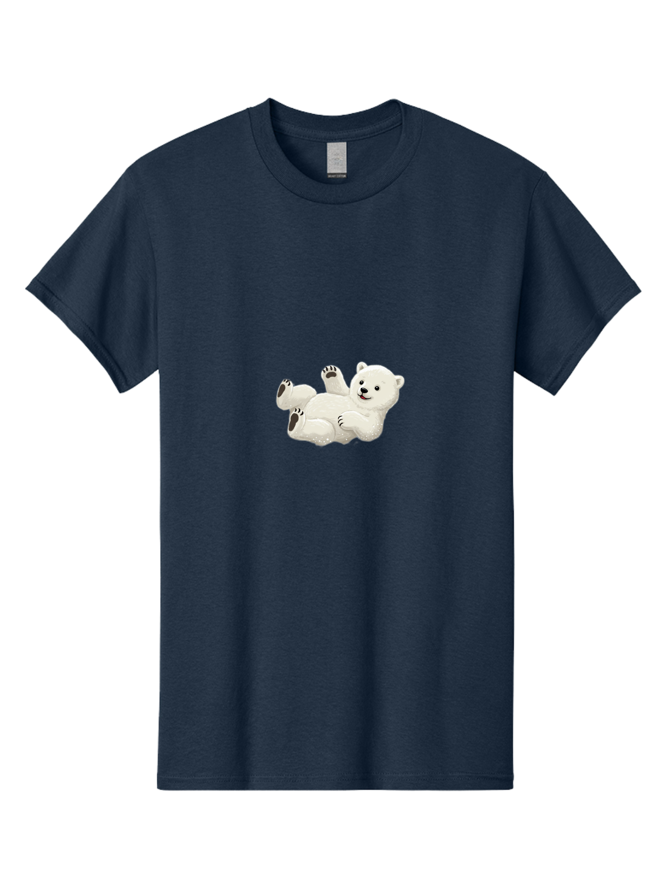 Polar-Bear-9 Men'S Graphic Tee, 100% Cotton, Comfortable Casual Summer Wear, Machine Washable, Polar Bear Lying On Its Back, Playful Pose, Cute Expression, White Fur, Black Nose, Cartoon Style, Adorable Animal, Funny Character, Bae646
