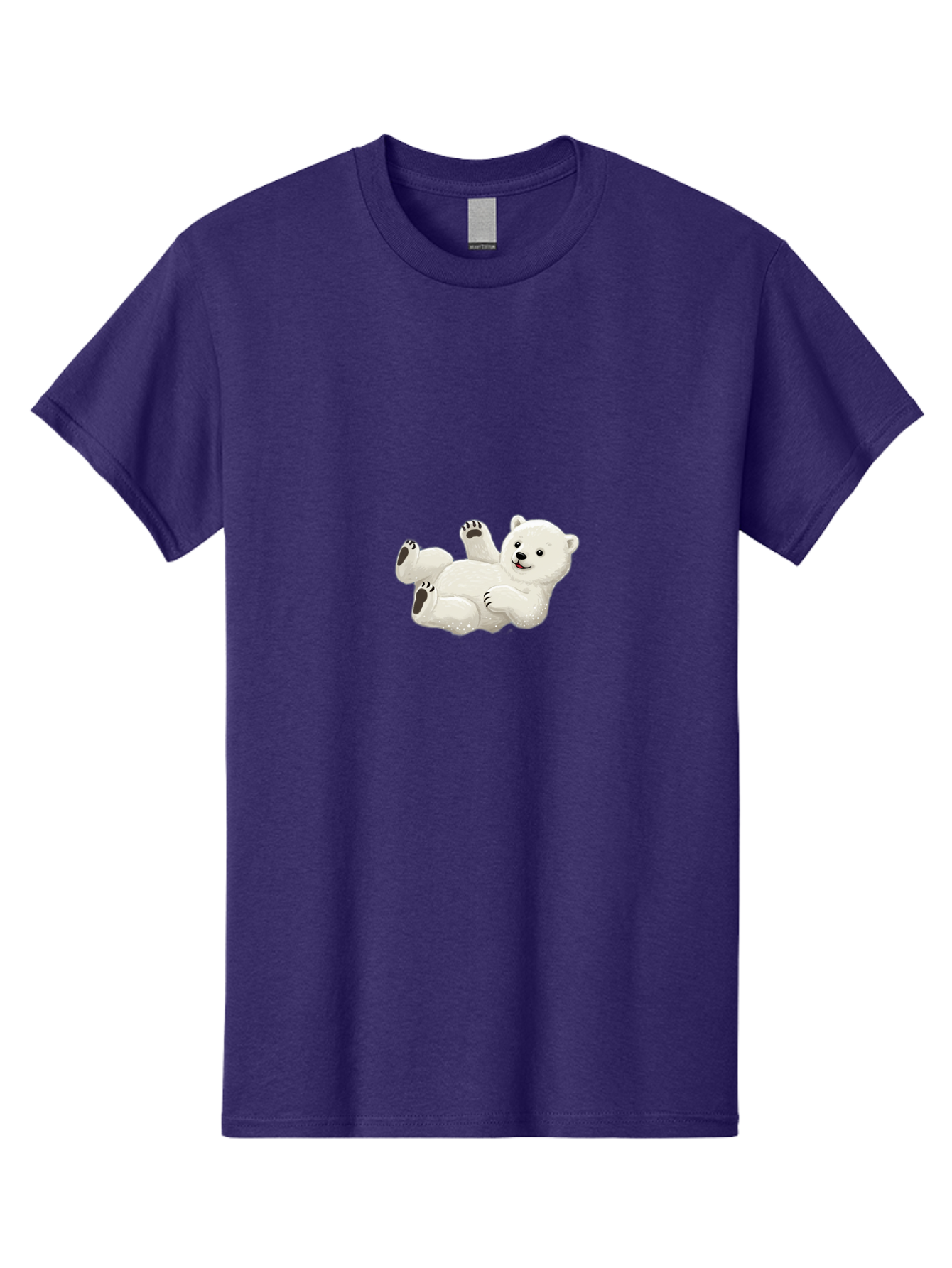 Polar-Bear-9 Men'S Graphic Tee, 100% Cotton, Comfortable Casual Summer Wear, Machine Washable, Polar Bear Lying On Its Back, Playful Pose, Cute Expression, White Fur, Black Nose, Cartoon Style, Adorable Animal, Funny Character, Bae646