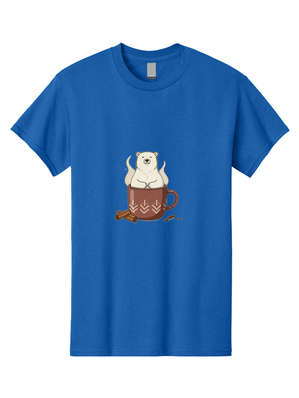 Polar-Bear-In-Coffee-Mug-1 Men'S Graphic Tee, 100% Cotton, Comfortable Casual Summer Wear, Machine Washable, Polar Bear In A Cup, Coffee Lover, Cinnamon Sticks, Coffee Beans, Relaxing Bear, Cute Cartoon, Steaming Hot Coffee, Winter Warmth, Bae652