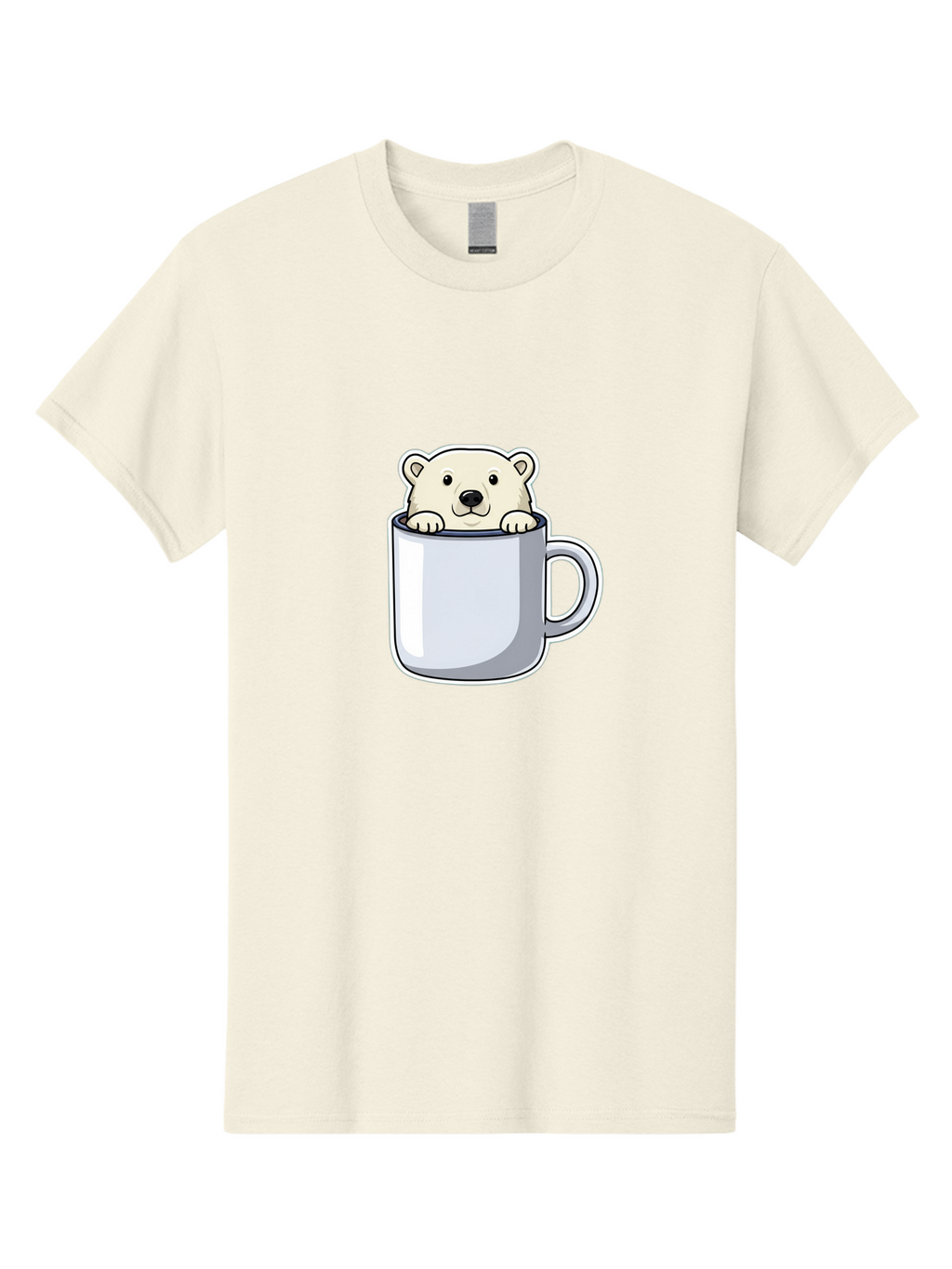 Polar-Bear-In-Mug-2 Men'S Graphic Tee, 100% Cotton, Comfortable Casual Summer Wear, Machine Washable, Polar Bear In Coffee Mug, Cartoon Character, Cute Animal, Funny Illustration, Coffee Break, Morning Routine, Office Humor, Creative Design, Bae656