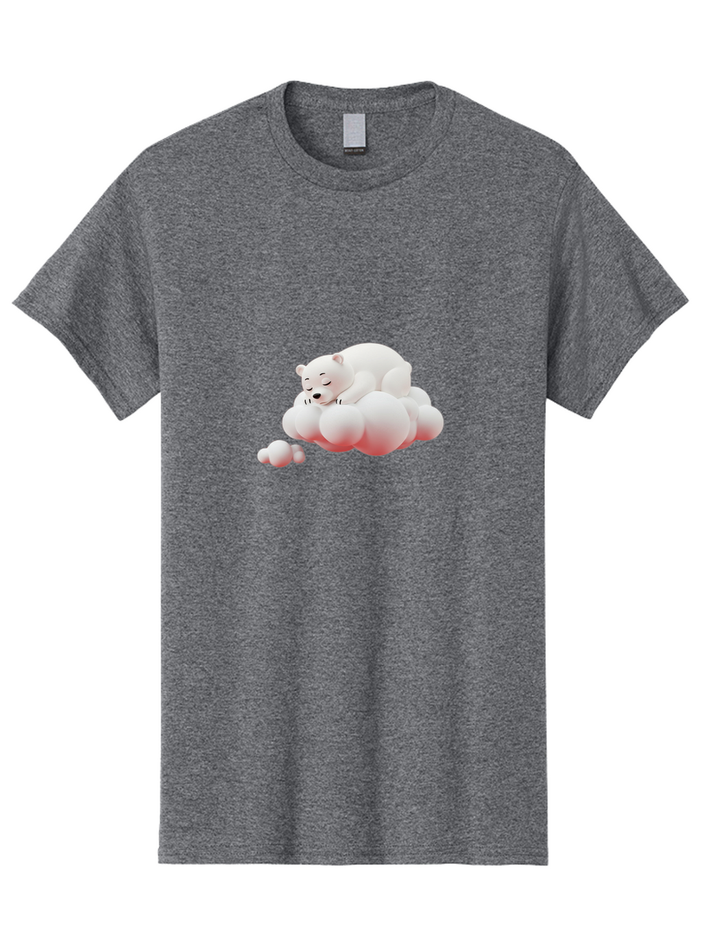 Polar-Bear-On-Cloud-2 Men'S Graphic Tee, 100% Cotton, Comfortable Casual Summer Wear, Machine Washable, Sleeping Polar Bear, Cartoon Character, Fluffy Clouds, Peaceful Scene, Adorable Animal, Dreamy Atmosphere, Cute Illustration, Digital Art, Bae661