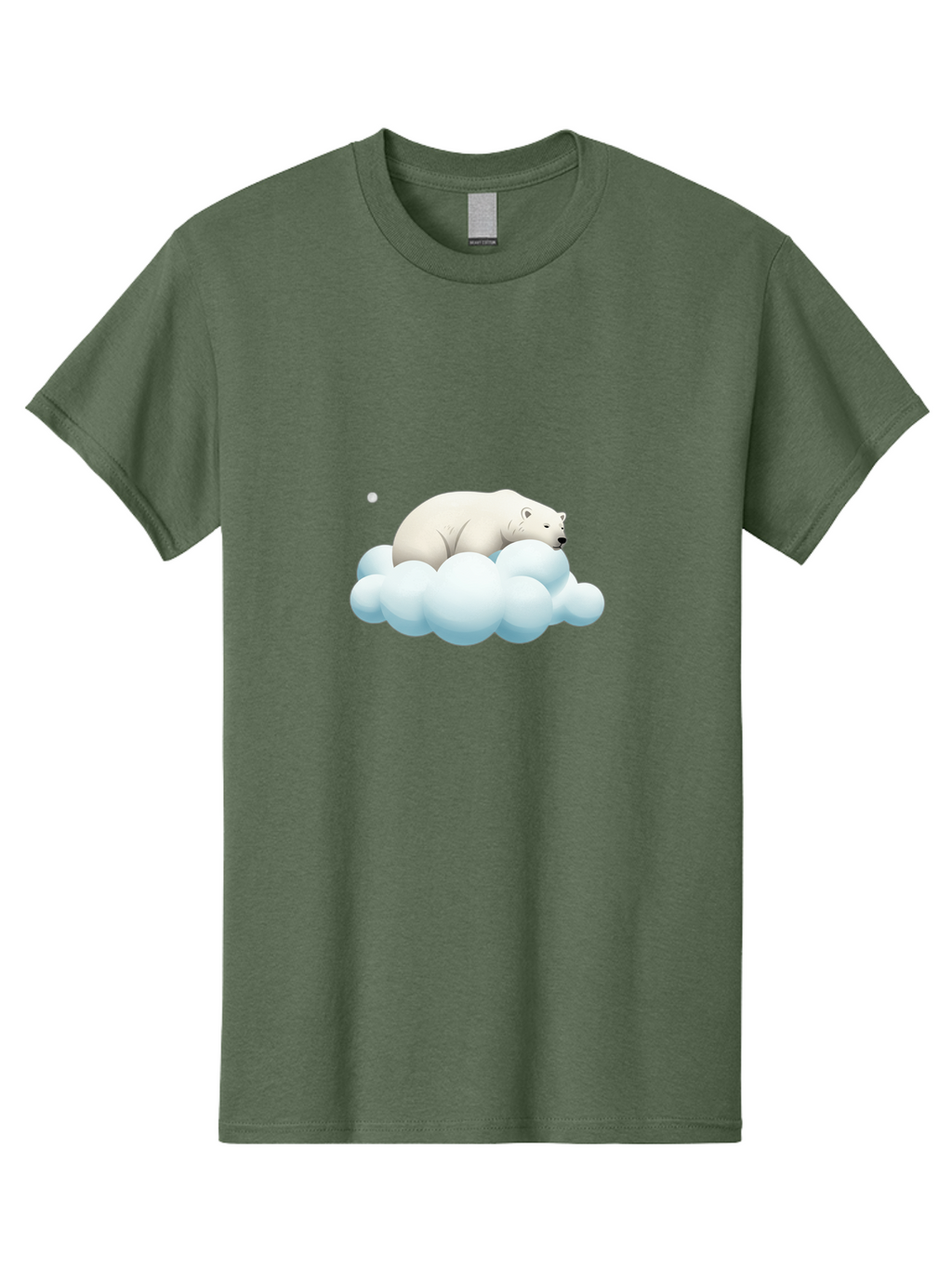 Polar-Bear-On-Cloud-3 Men'S Graphic Tee, 100% Cotton, Comfortable Casual Summer Wear, Machine Washable, Sleeping Polar Bear, Cloud, Serene Scene, Cute Cartoon, Digital Art, Fluffy Clouds, Polar Bear On Cloud, Dreamy Atmosphere, Bae662