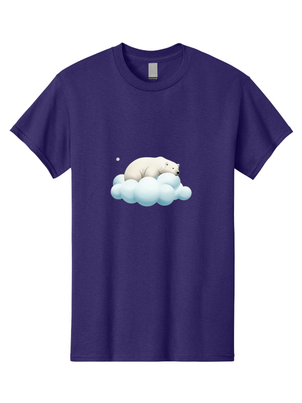 Polar-Bear-On-Cloud-3 Men'S Graphic Tee, 100% Cotton, Comfortable Casual Summer Wear, Machine Washable, Sleeping Polar Bear, Cloud, Serene Scene, Cute Cartoon, Digital Art, Fluffy Clouds, Polar Bear On Cloud, Dreamy Atmosphere, Bae662